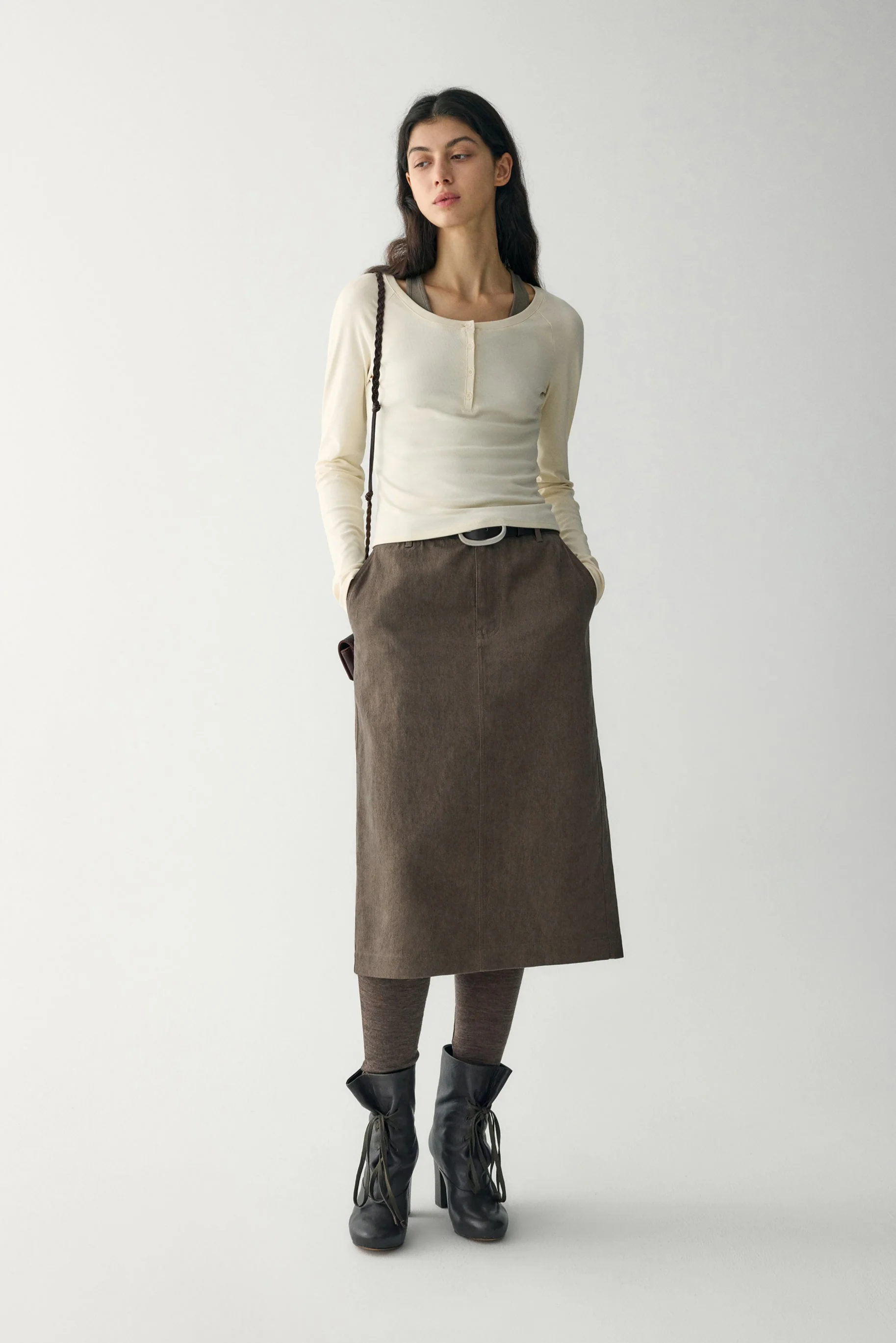Cotton-linen Denim Skirt - Image 9