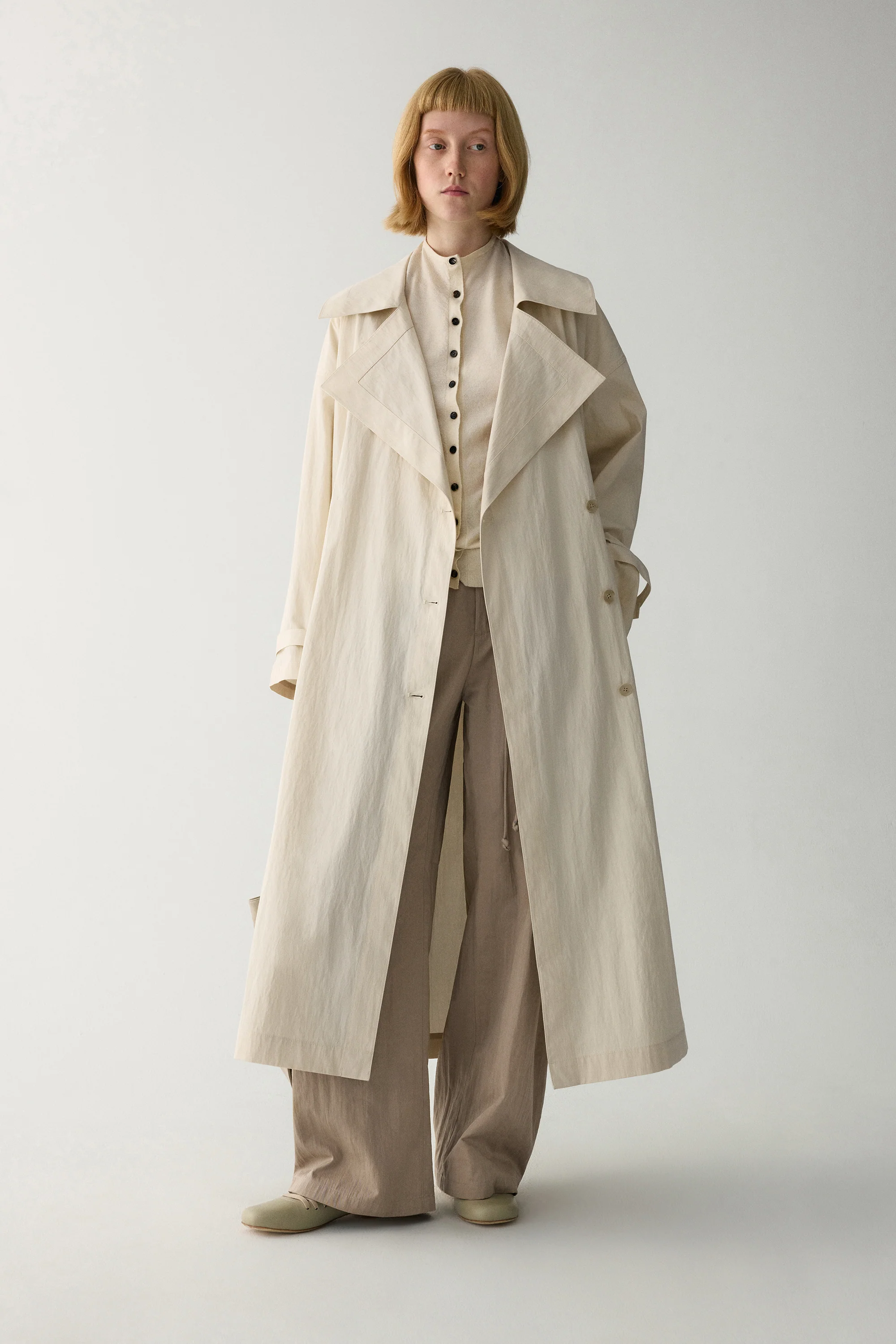 Wide Lapel Trench Coat - Image 19