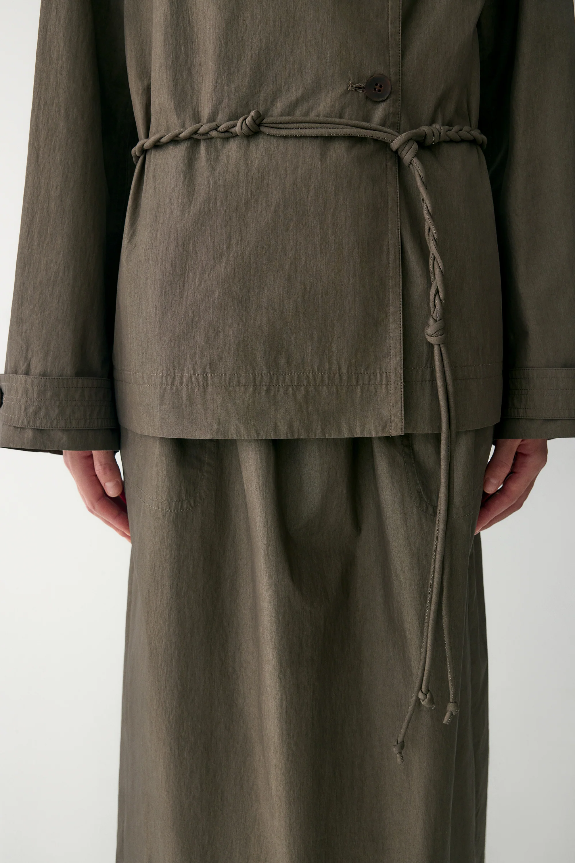 Handmade Belt Short Trench Coat - Image 11