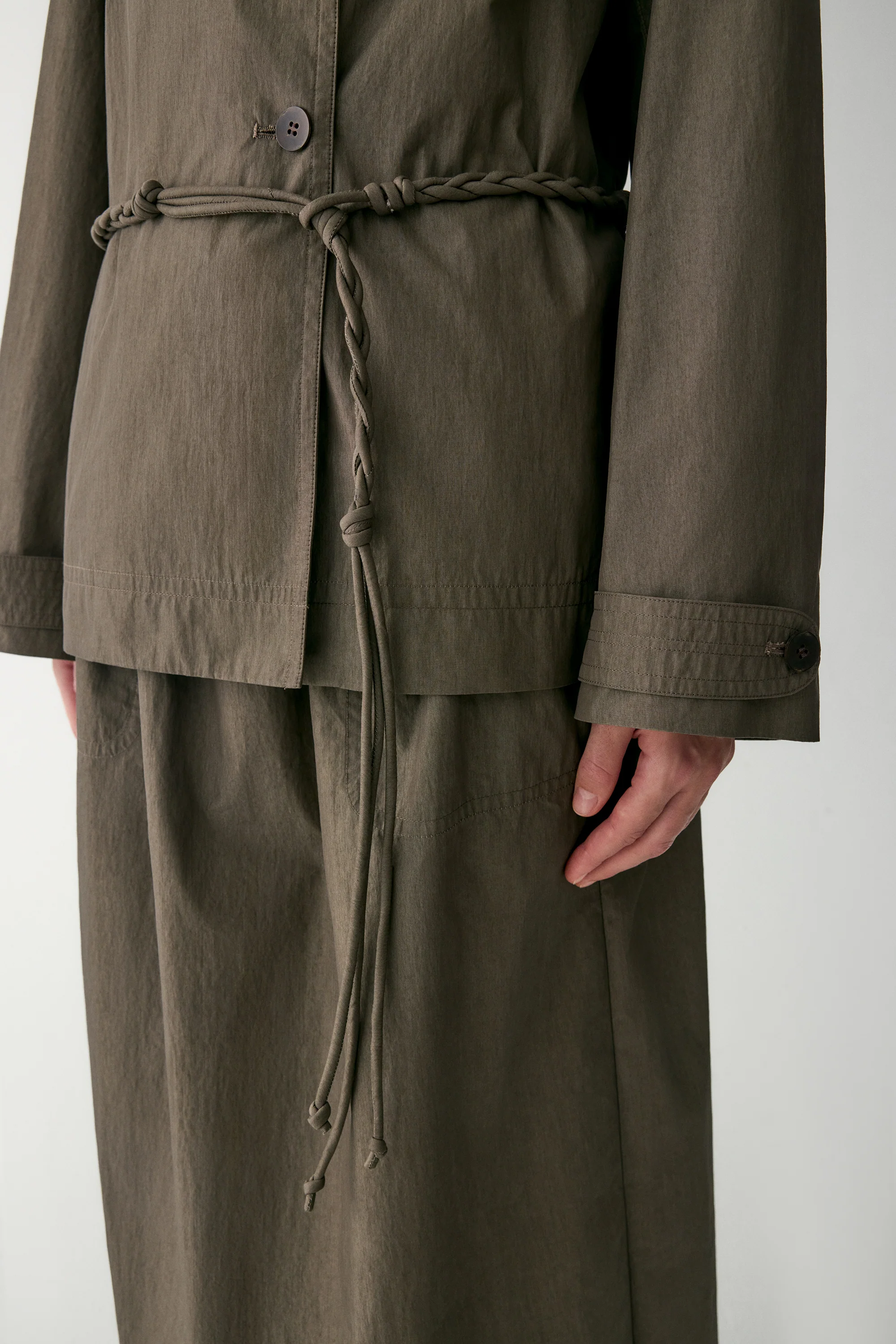 Handmade Belt Short Trench Coat - Image 12