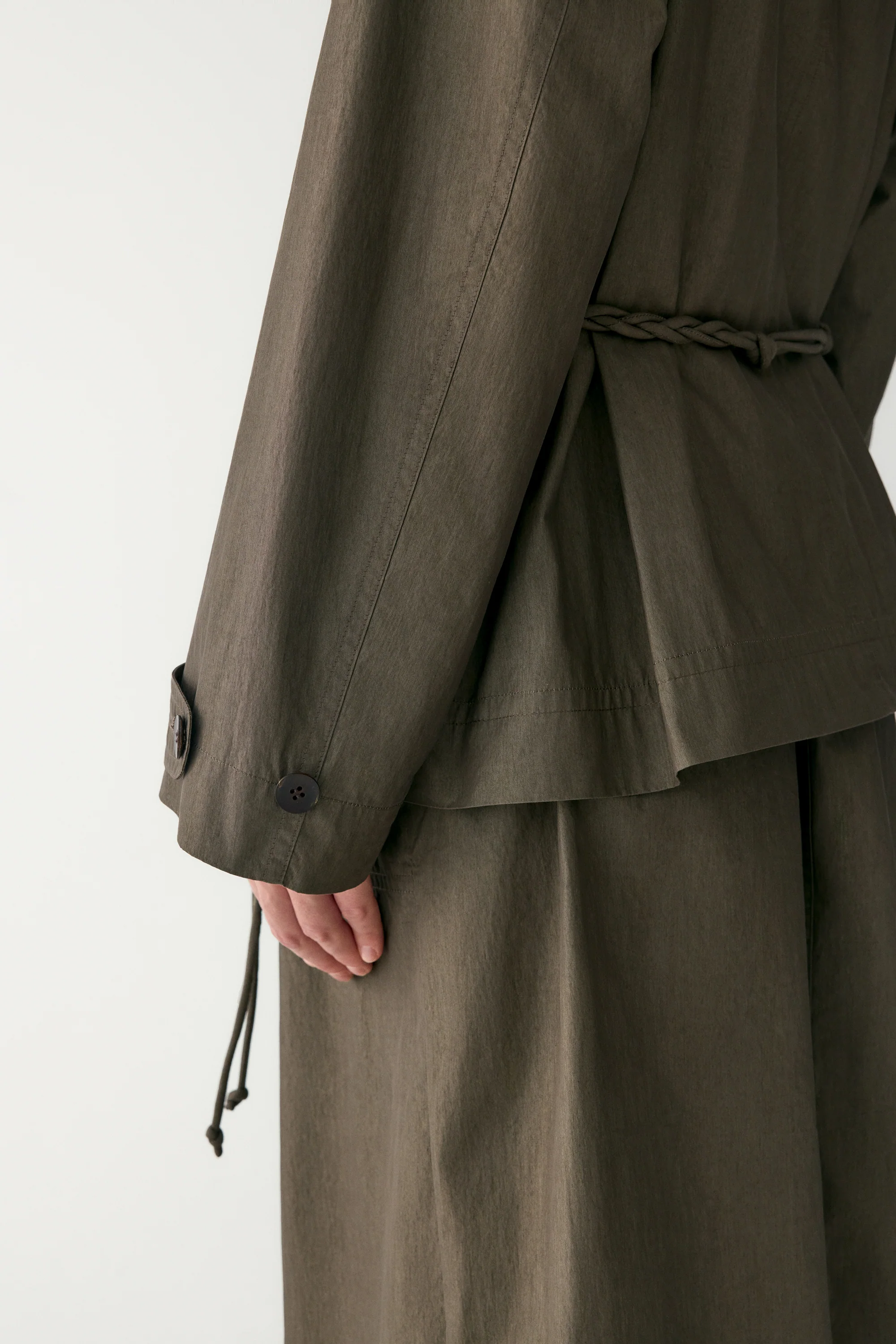 Handmade Belt Short Trench Coat - Image 15