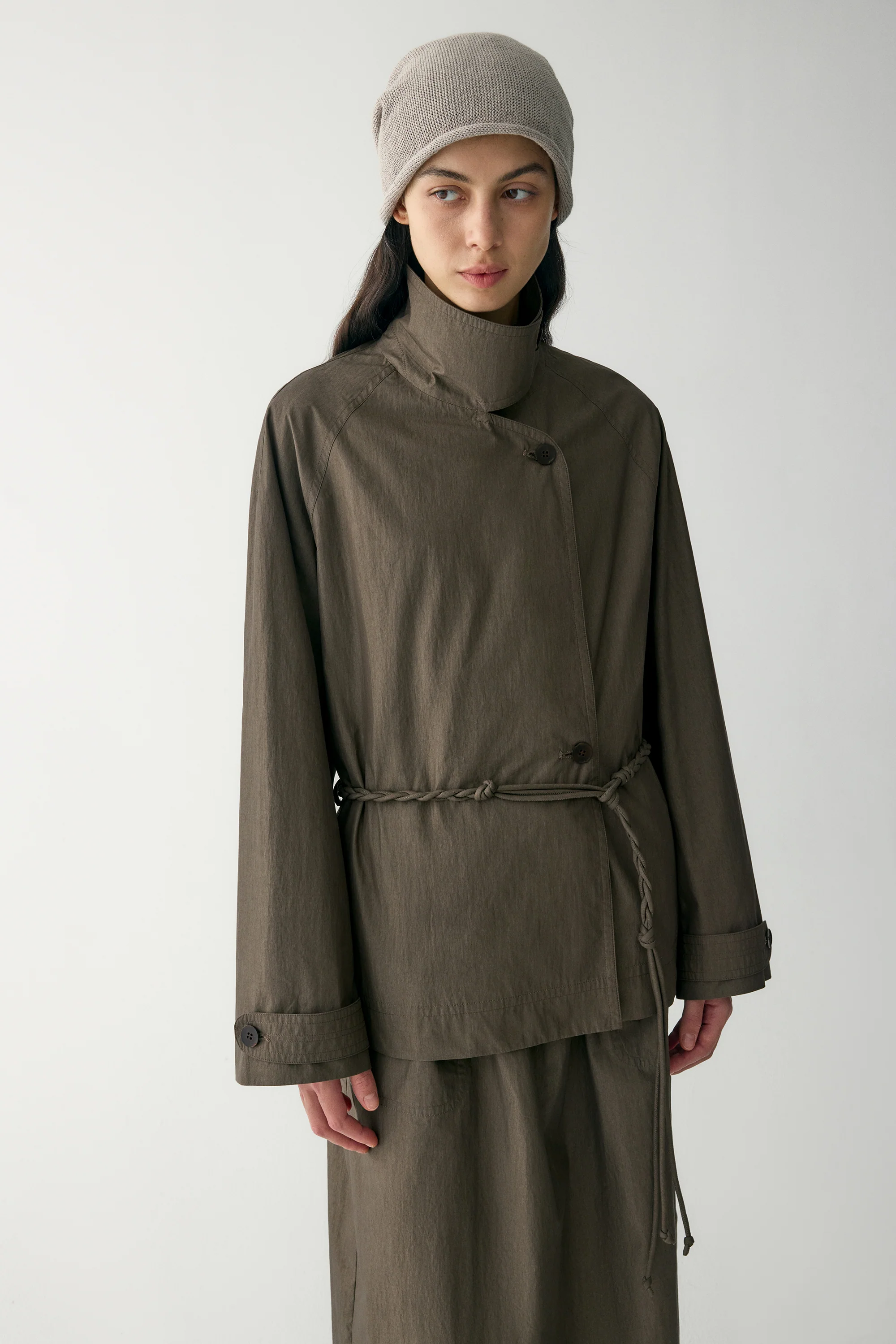 Handmade Belt Short Trench Coat - Image 7