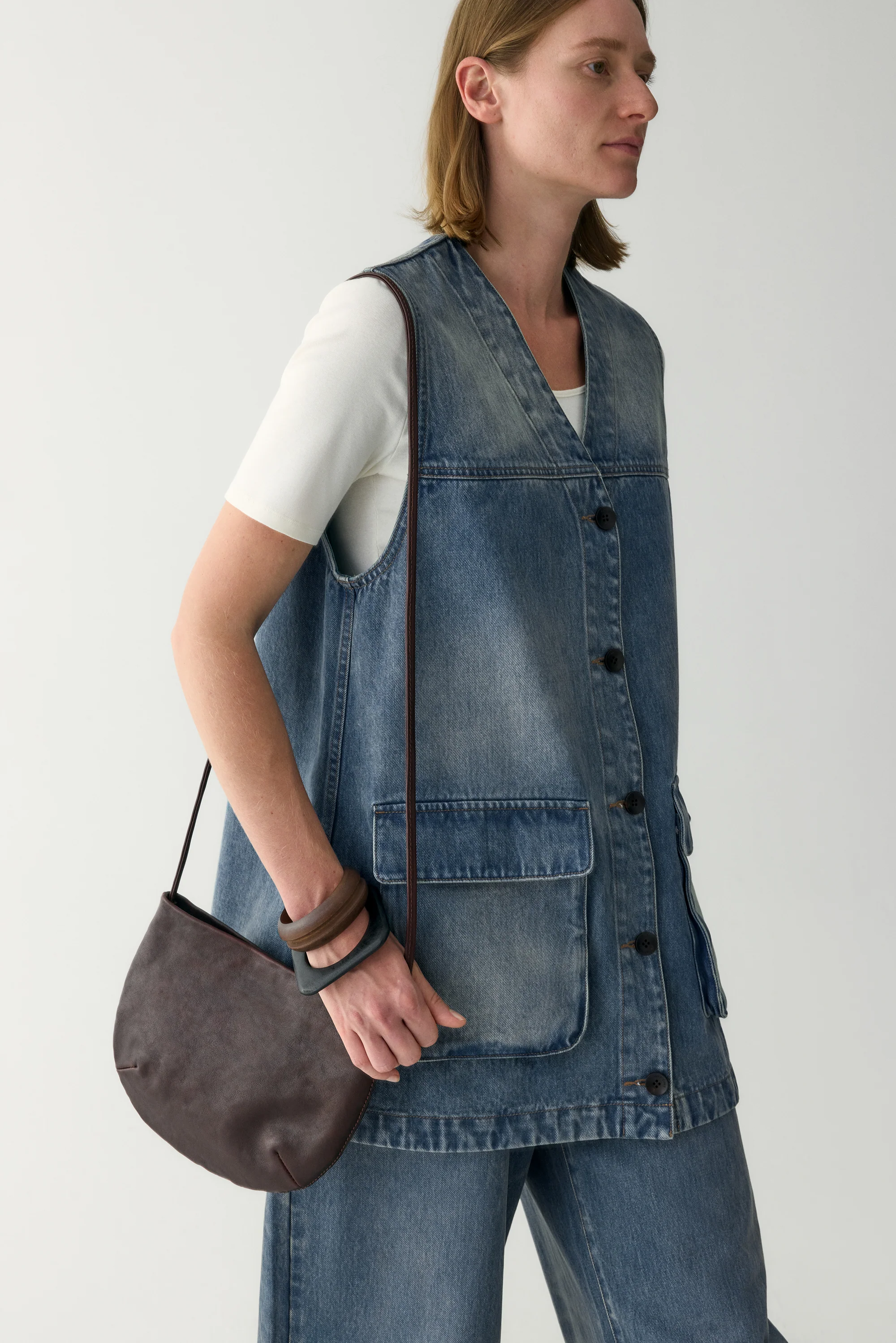 Calfskin Half Moon Crossbody Bag - Image 6