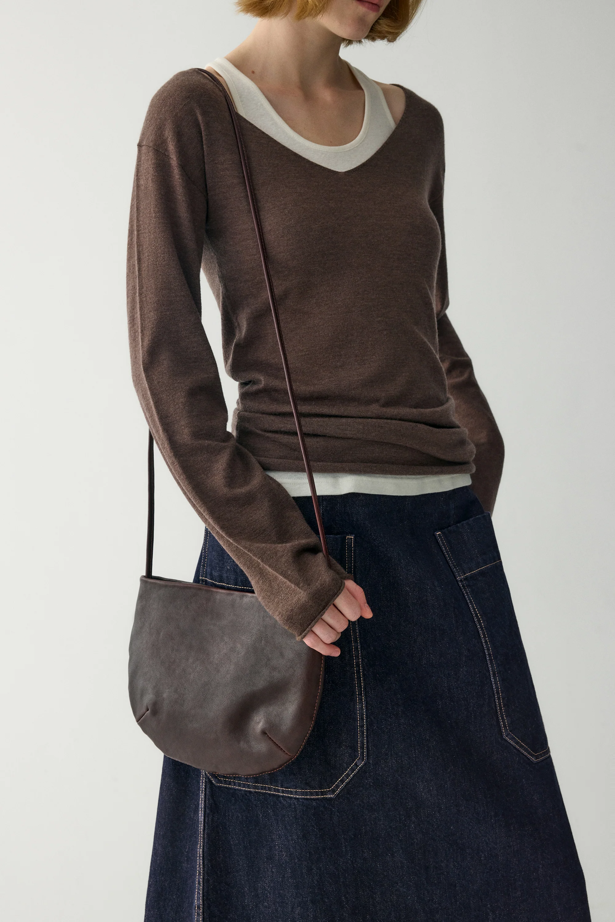 Calfskin Half Moon Crossbody Bag - Image 7
