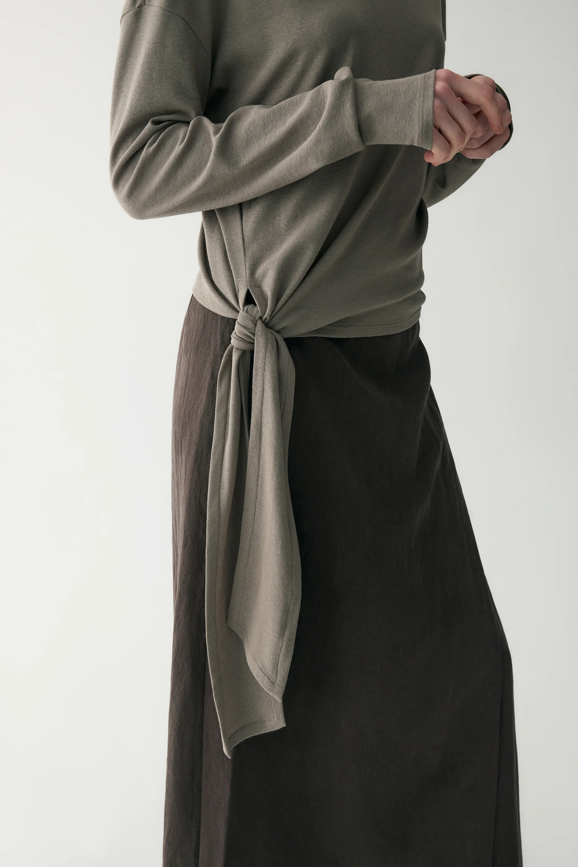 Long-sleeved Waist-knot Top - Image 10