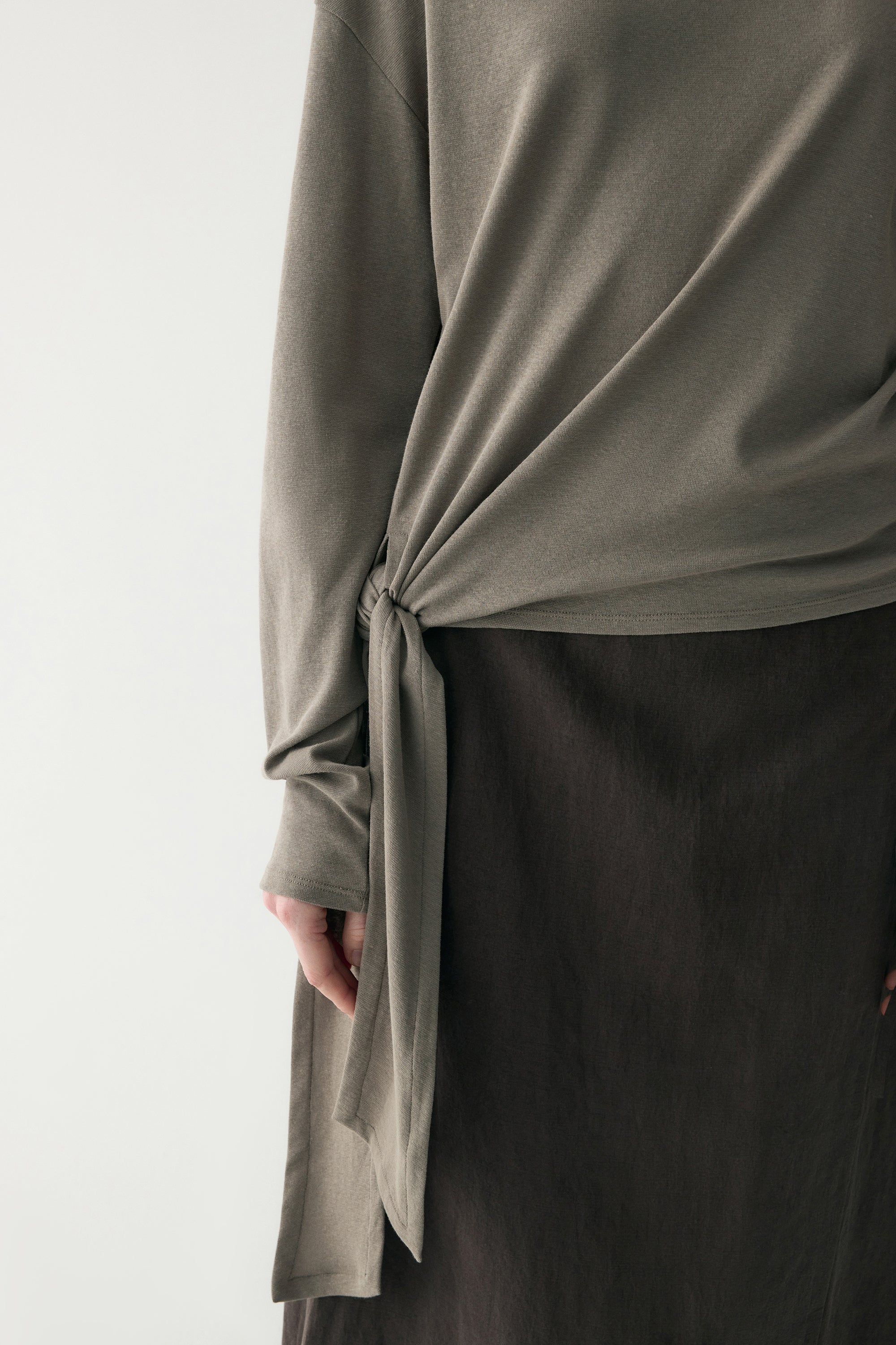 Long-sleeved Waist-knot Top - Image 11