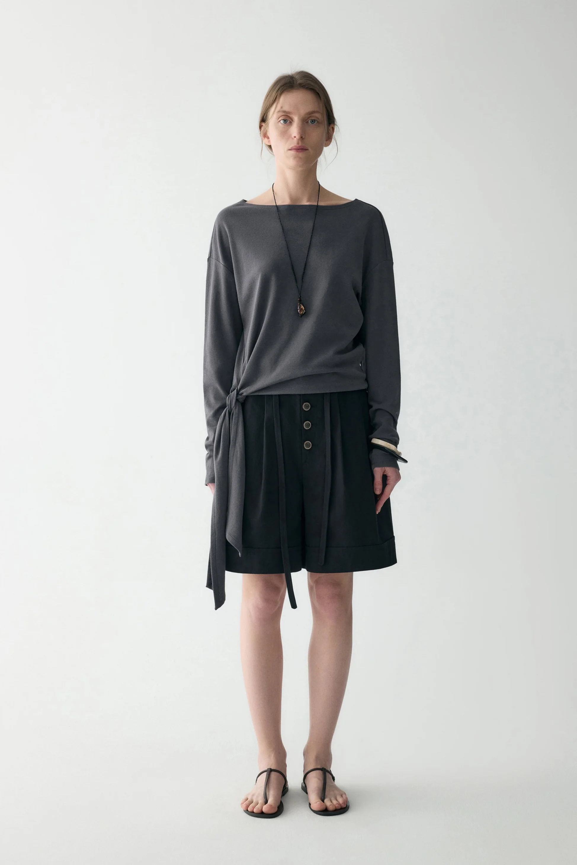 Long-sleeved Waist-knot Top - Image 12