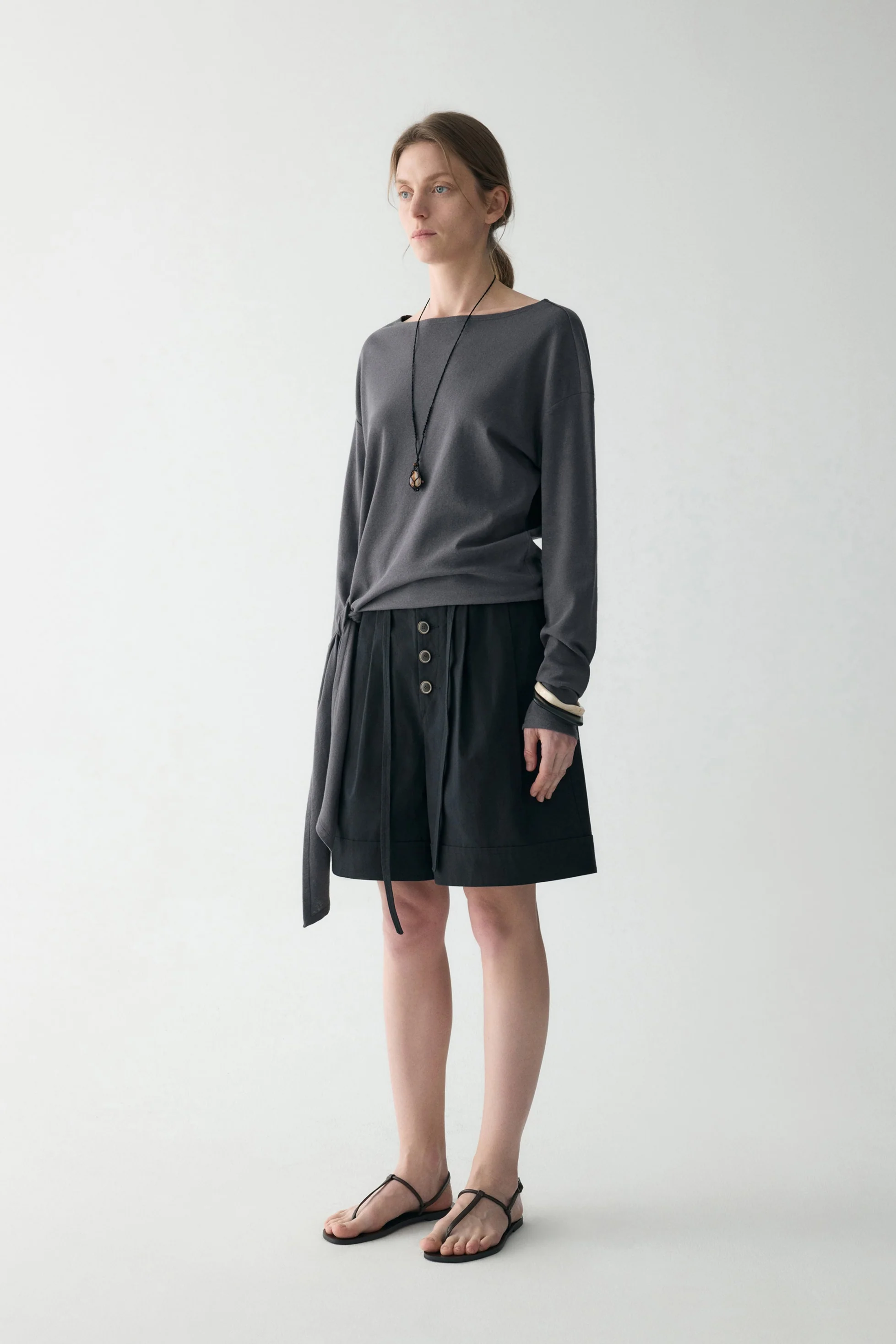 Long-sleeved Waist-knot Top - Image 13