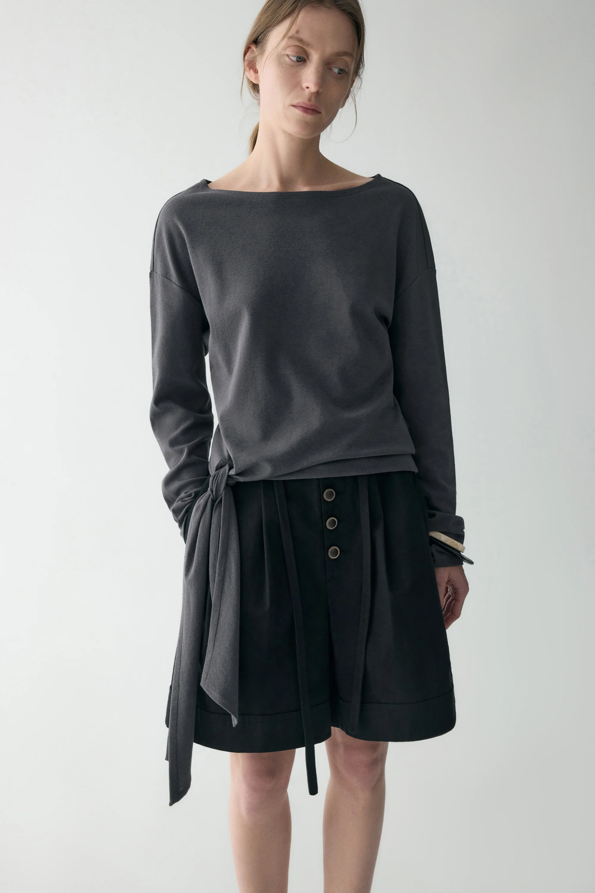 Long-sleeved Waist-knot Top - Image 15
