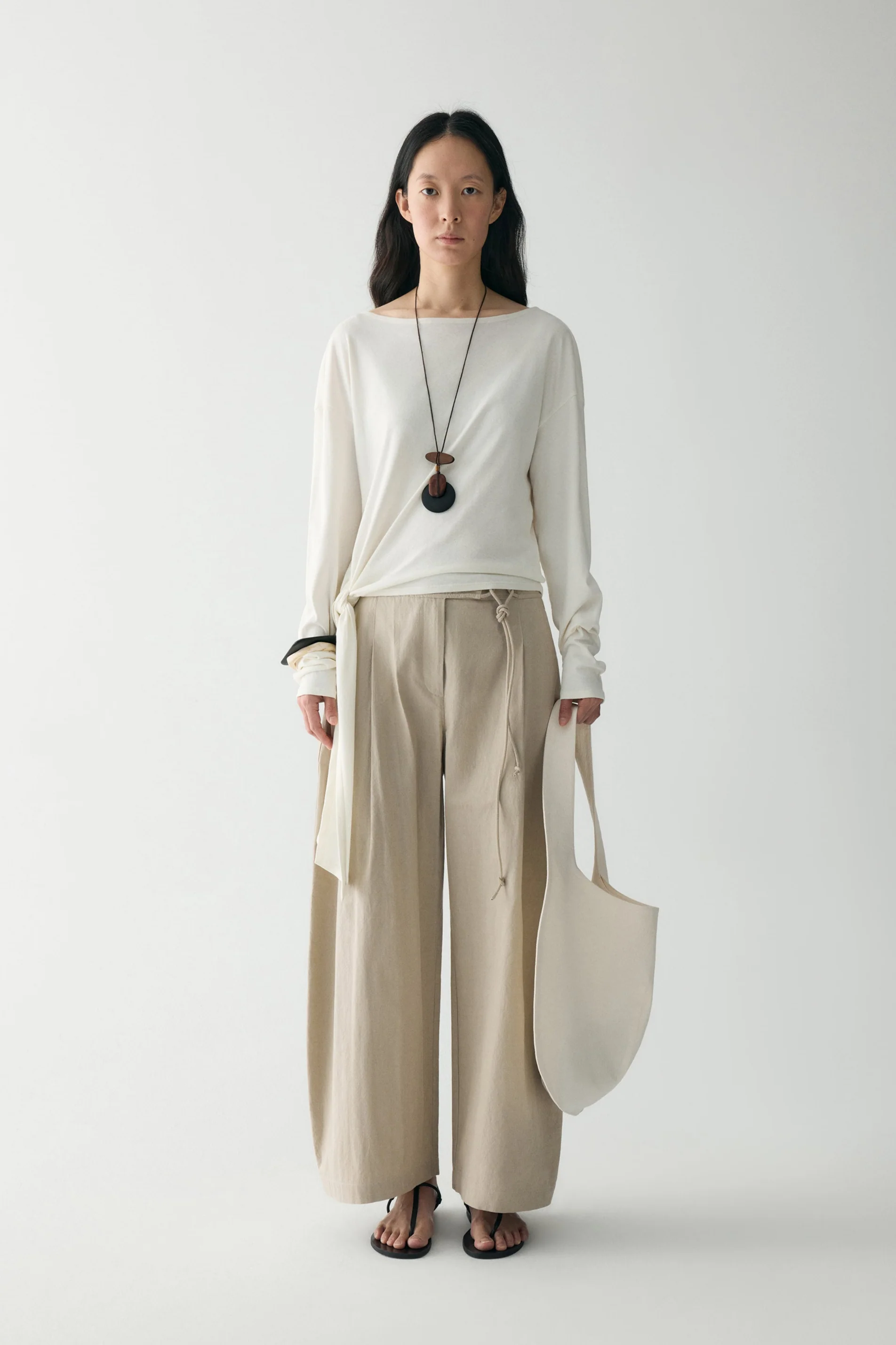 Long-sleeved Waist-knot Top - Image 16
