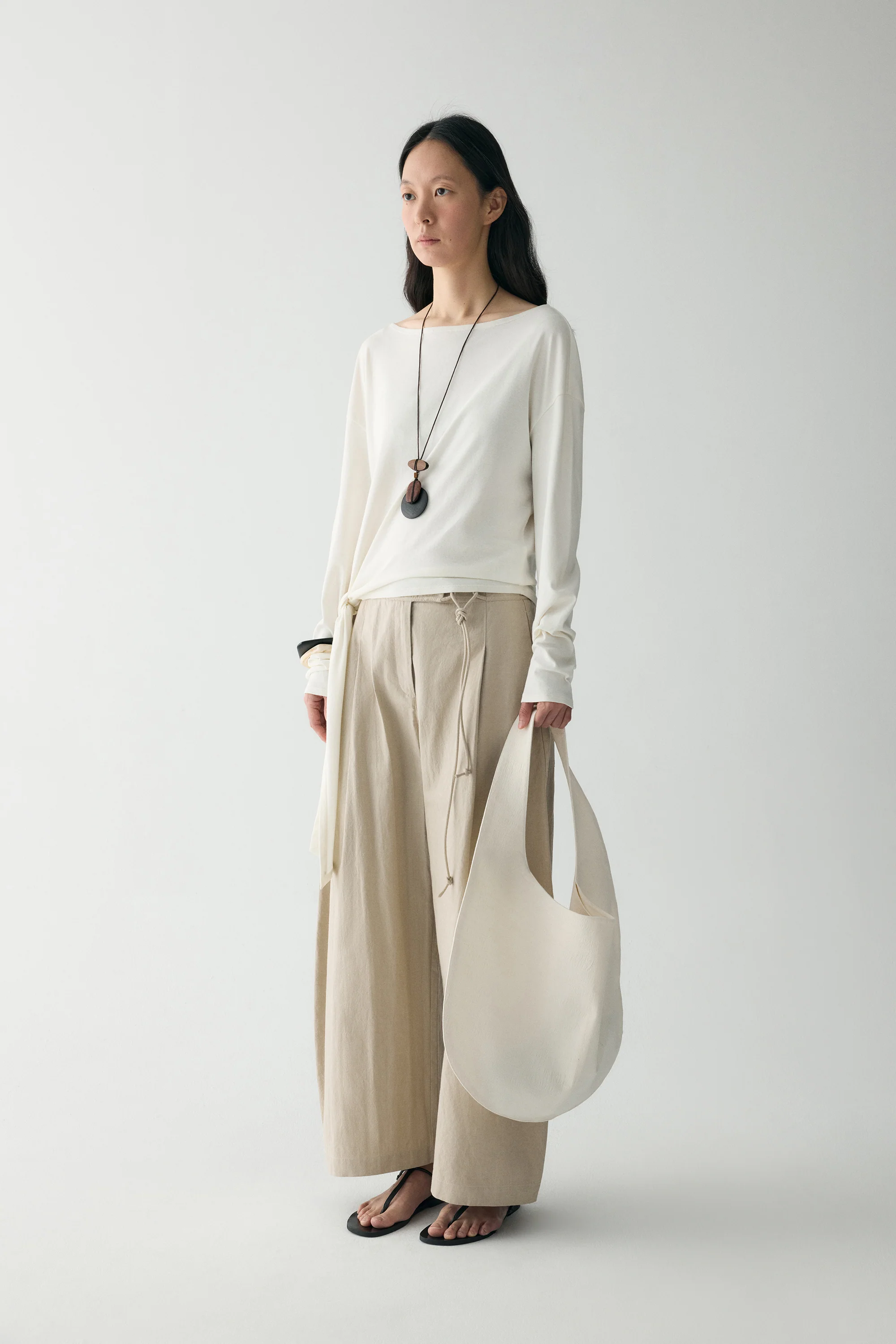 Long-sleeved Waist-knot Top - Image 17
