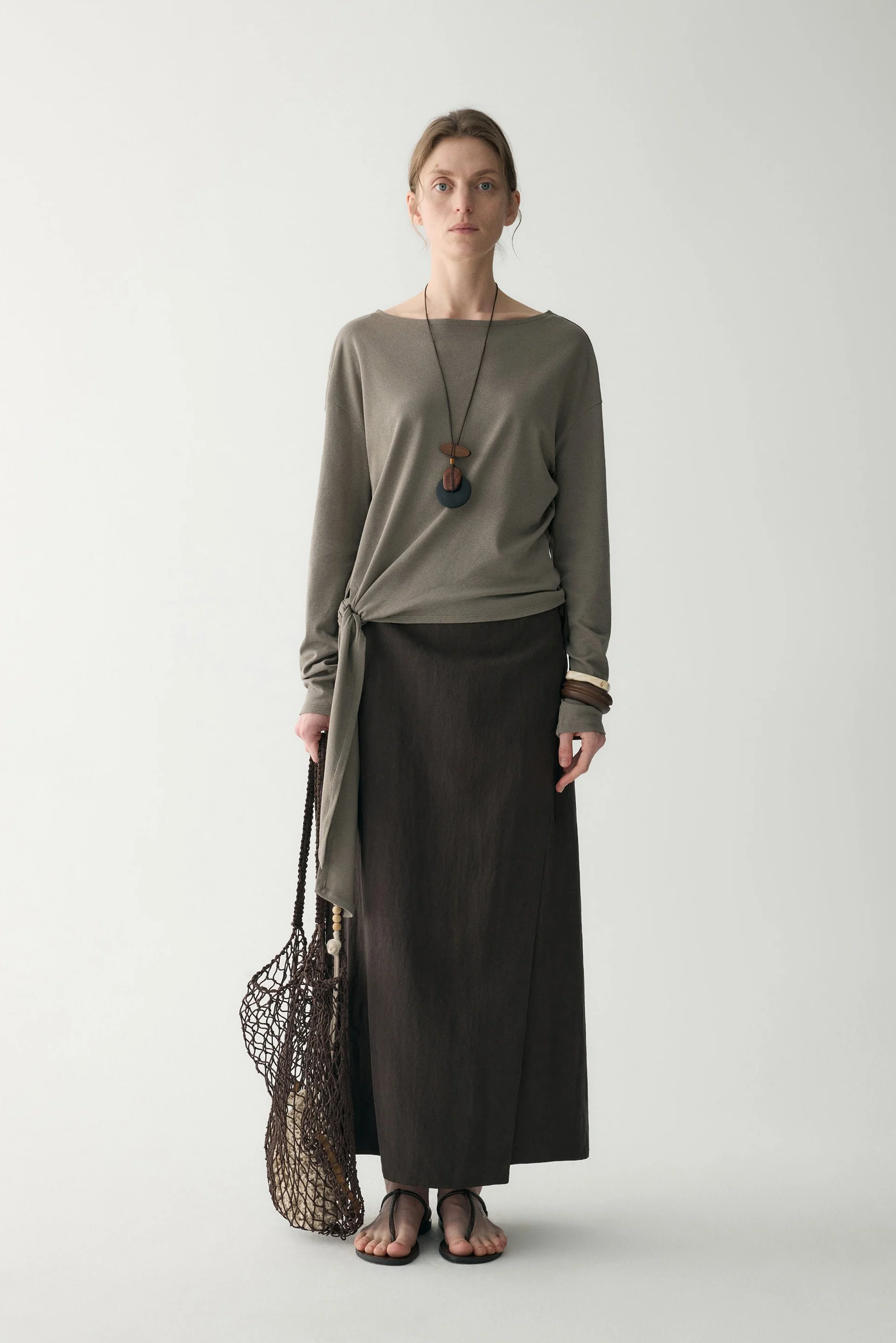 Long-sleeved Waist-knot Top - Image 3