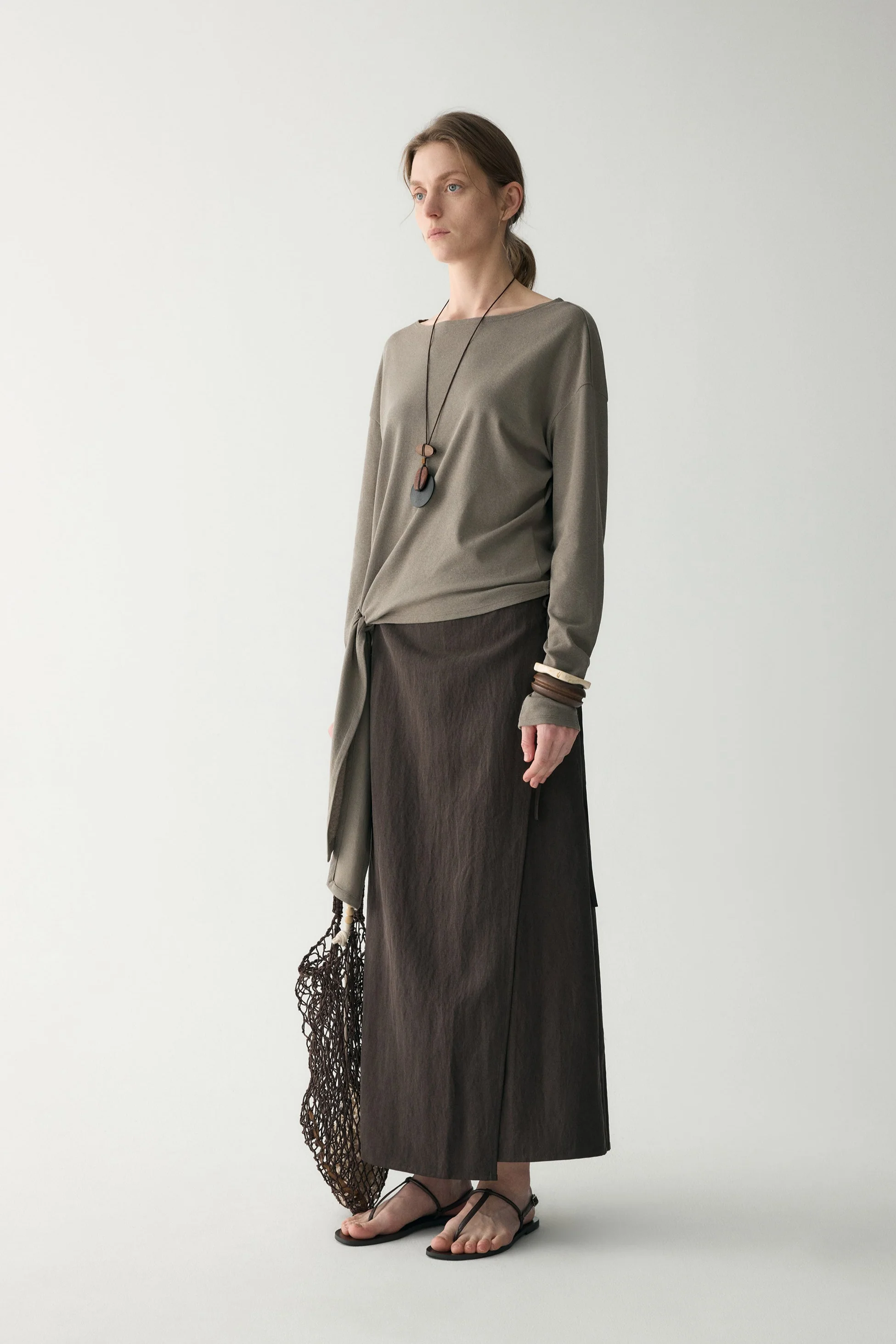Long-sleeved Waist-knot Top - Image 4