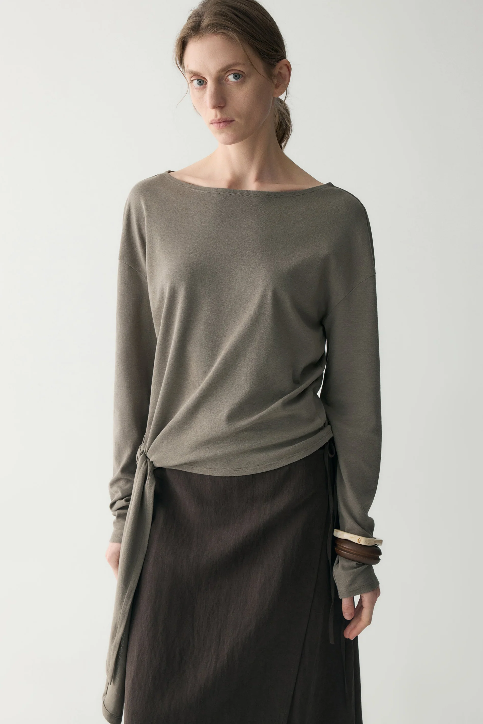 Long-sleeved Waist-knot Top - Image 6