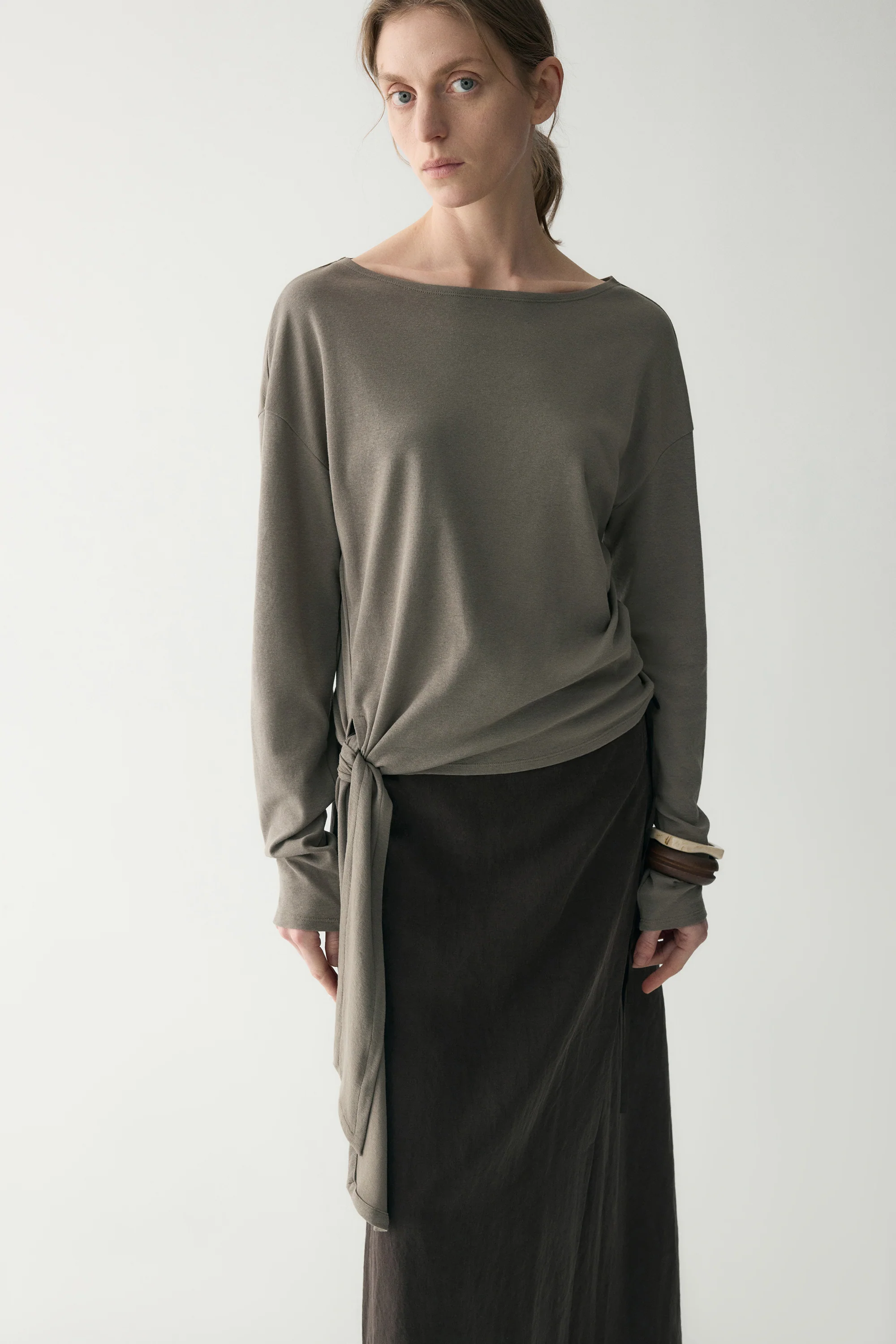 Long-sleeved Waist-knot Top - Image 7