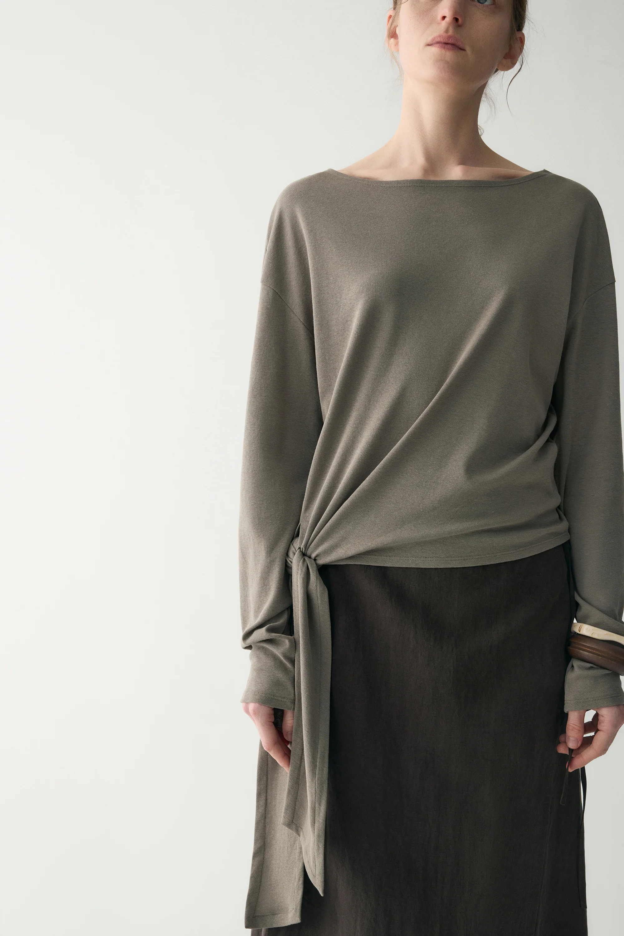 Long-sleeved Waist-knot Top - Image 9