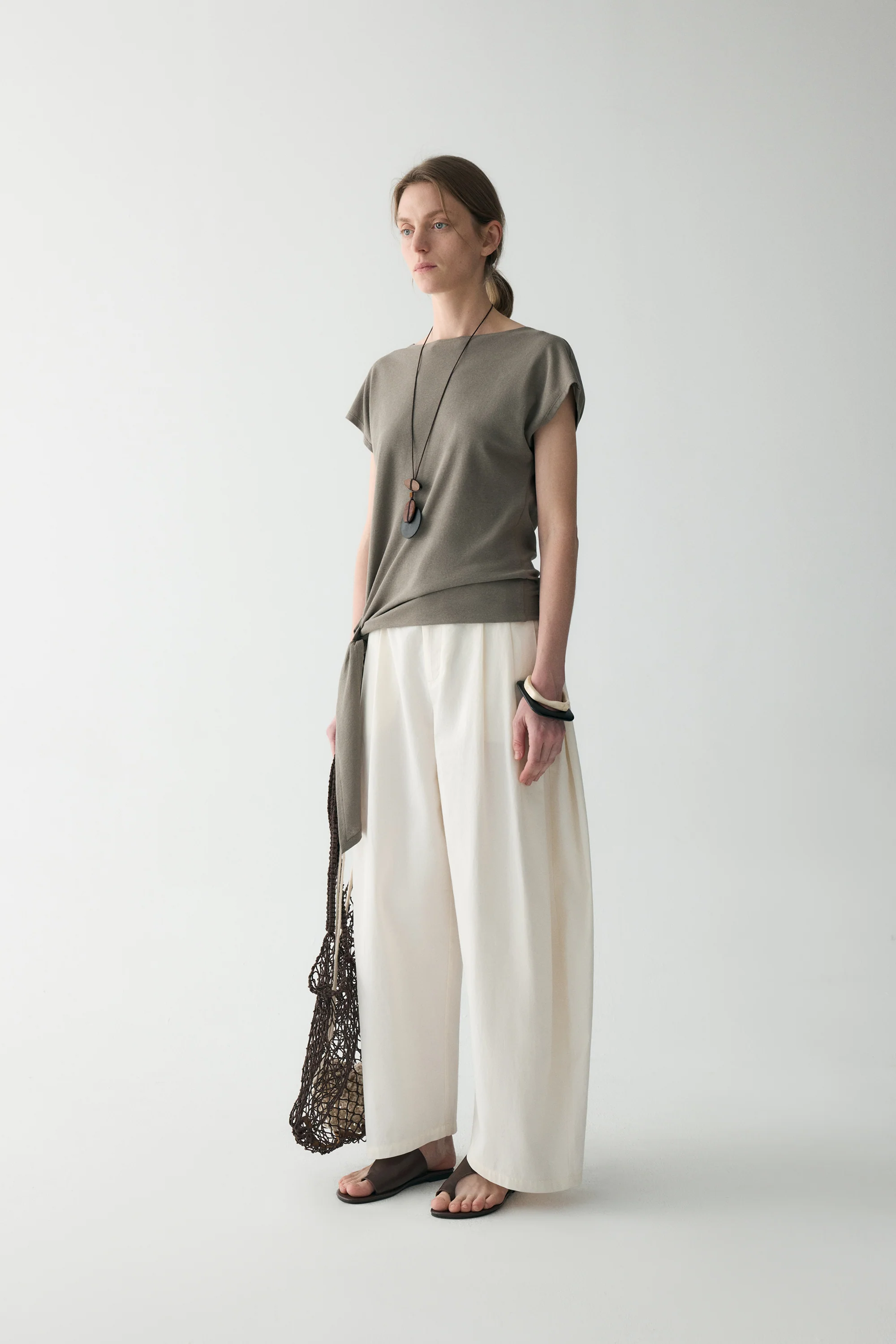 Short-sleeved Waist-knot Top - Image 4