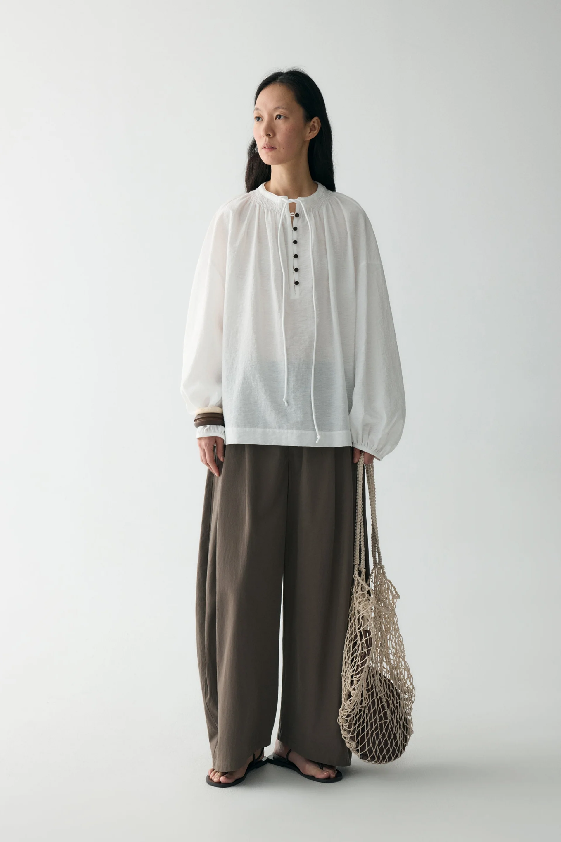 Drawstring Crew-neck Loose Top - Image 15