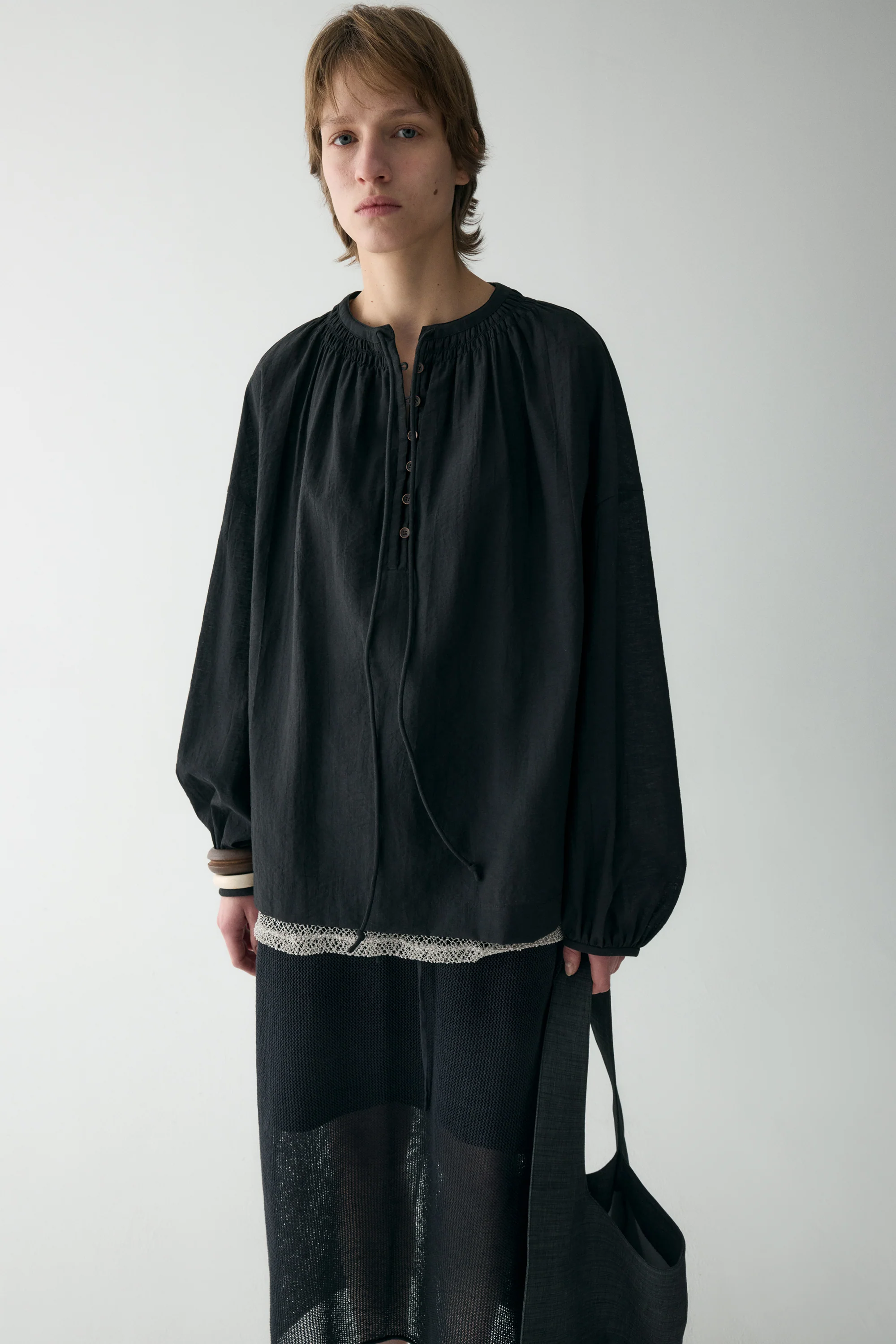 Drawstring Crew-neck Loose Top - Image 21