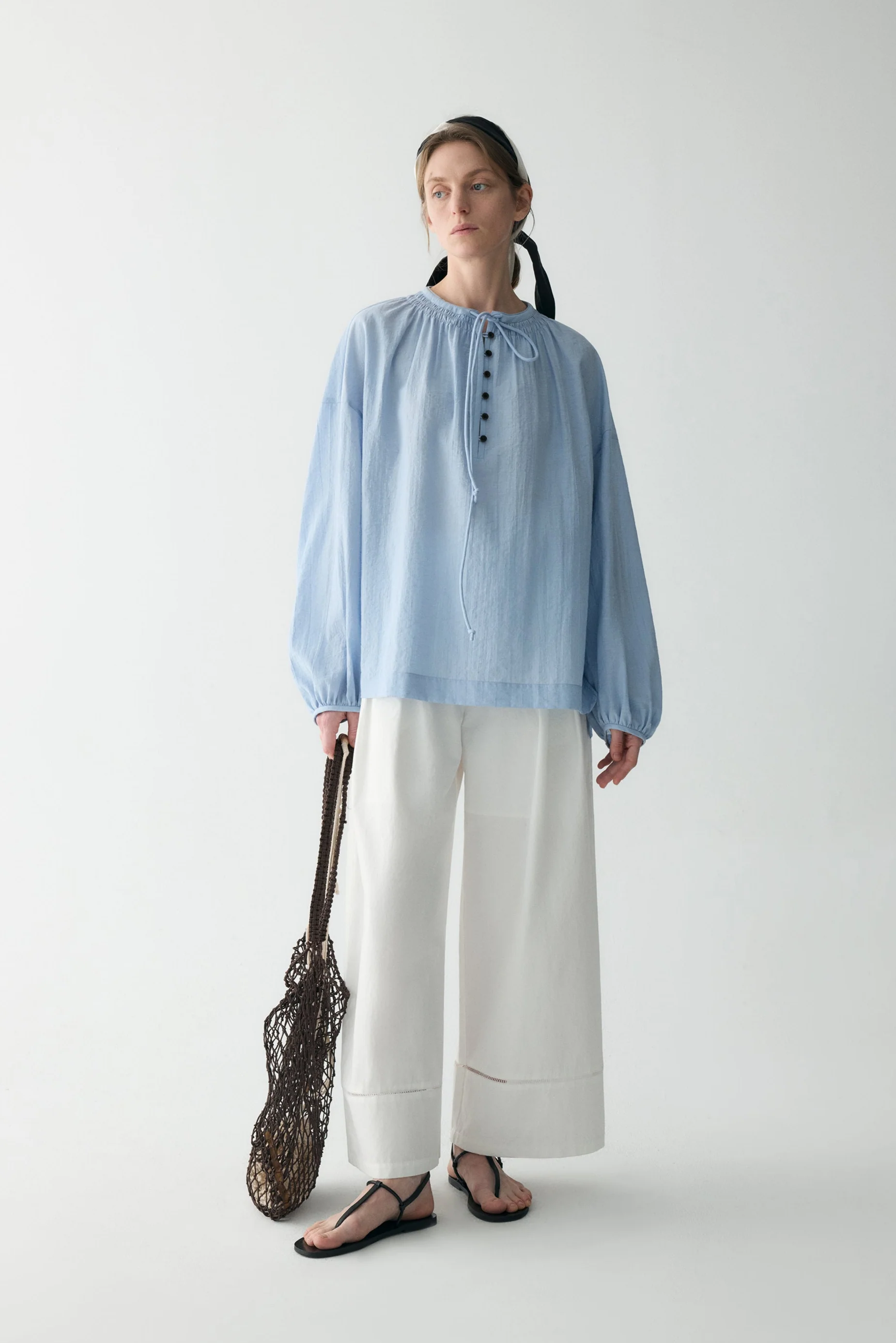 Drawstring Crew-neck Loose Top - Image 3