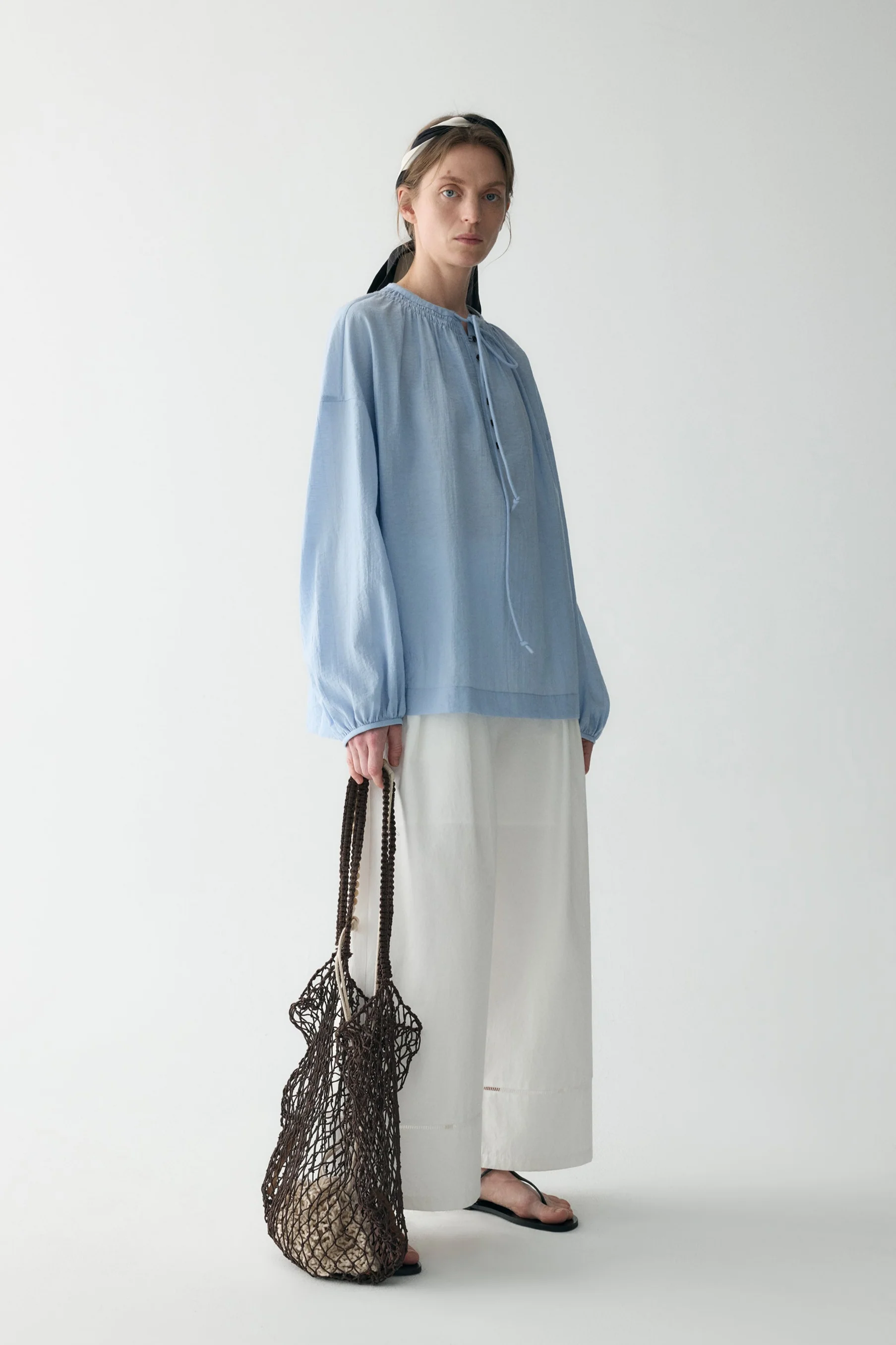 Drawstring Crew-neck Loose Top - Image 4