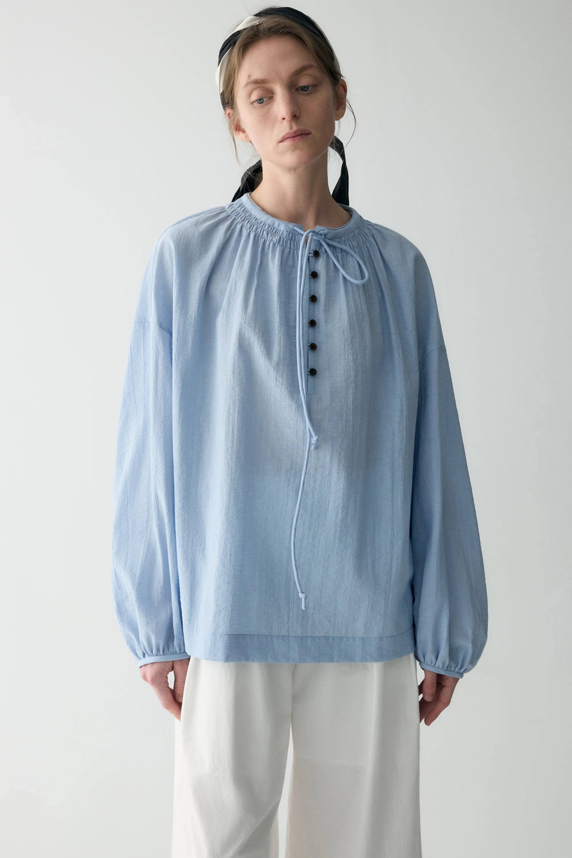 Drawstring Crew-neck Loose Top - Image 5