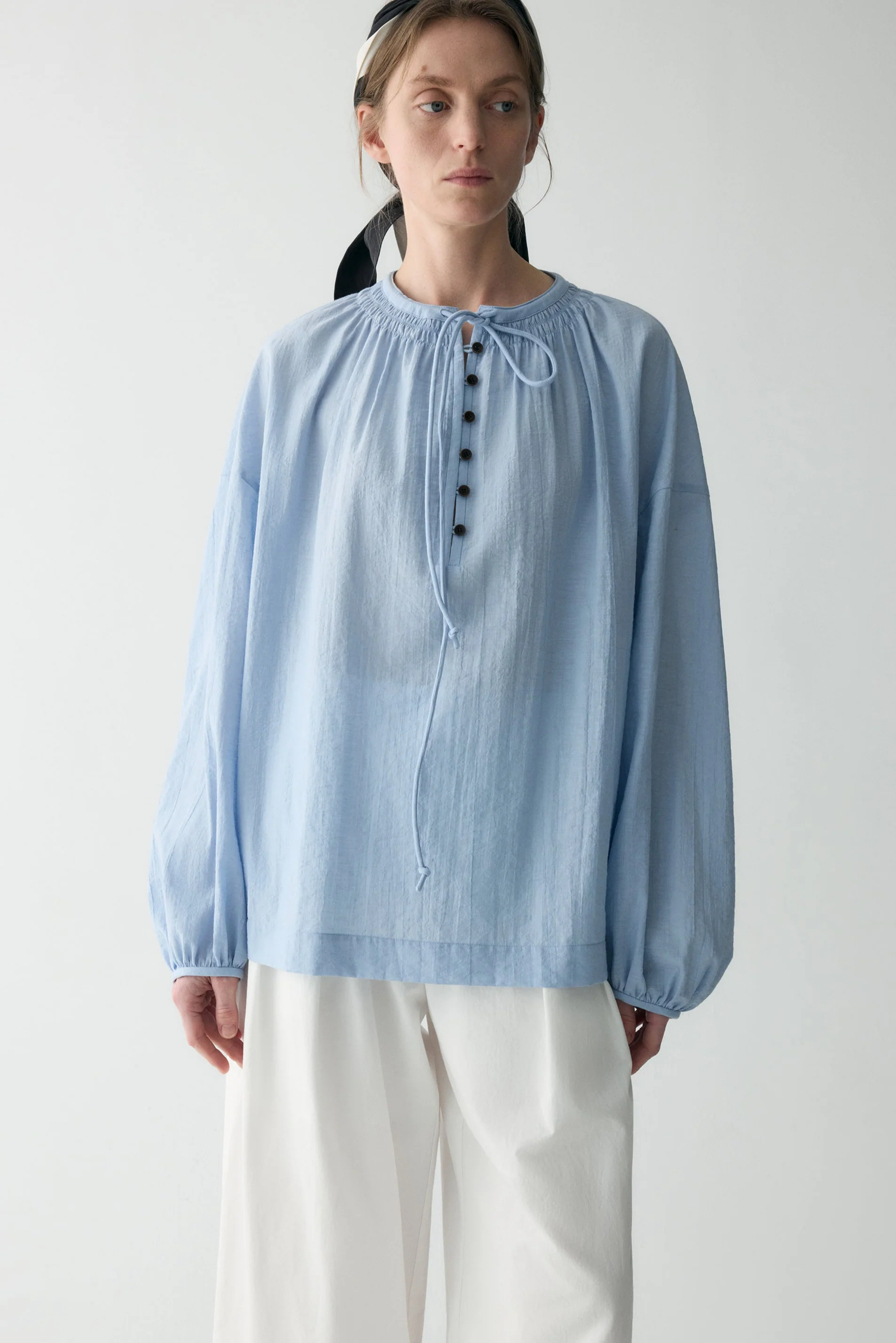 Drawstring Crew-neck Loose Top - Image 6