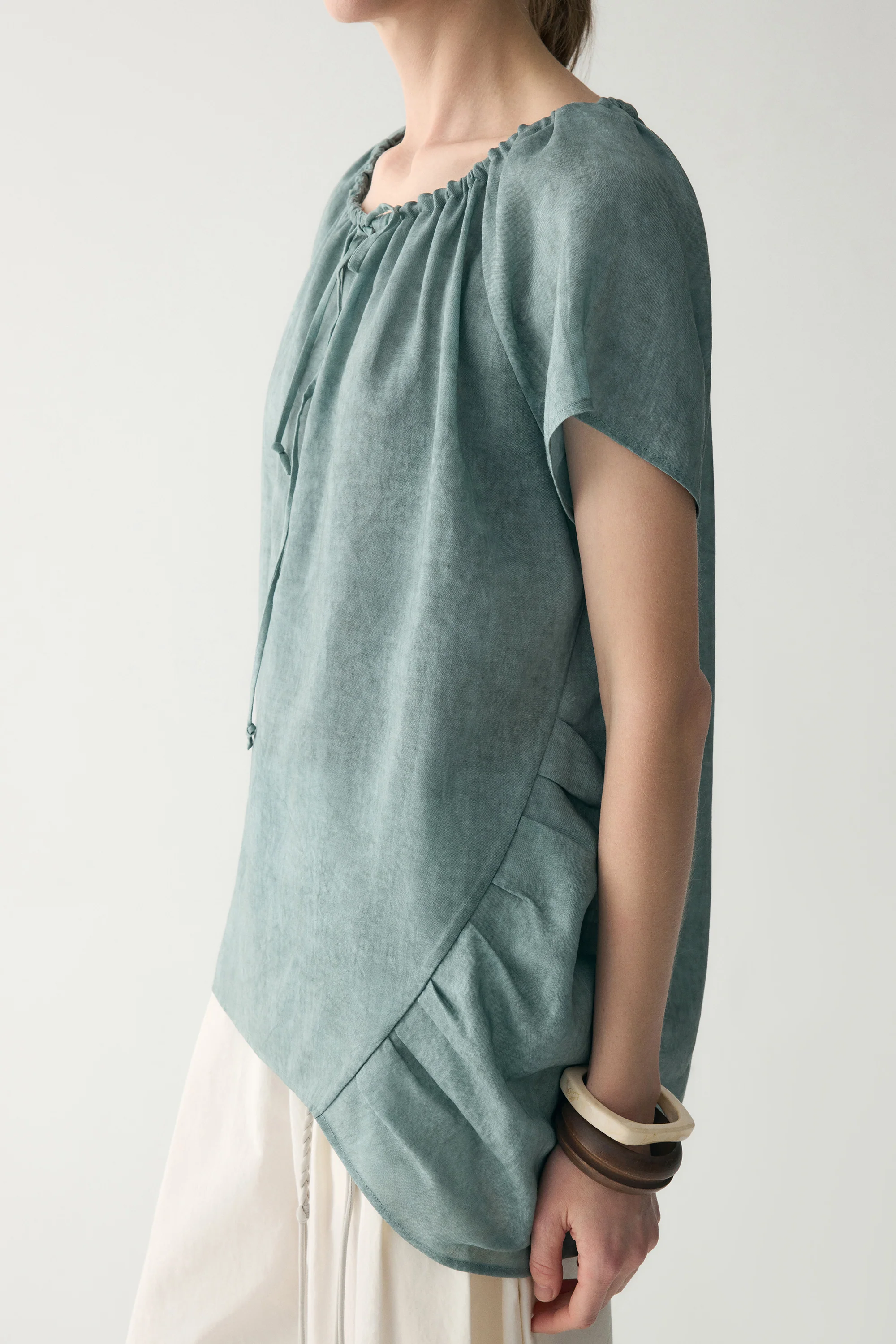 Drawstring Neckline Blouse - Image 12