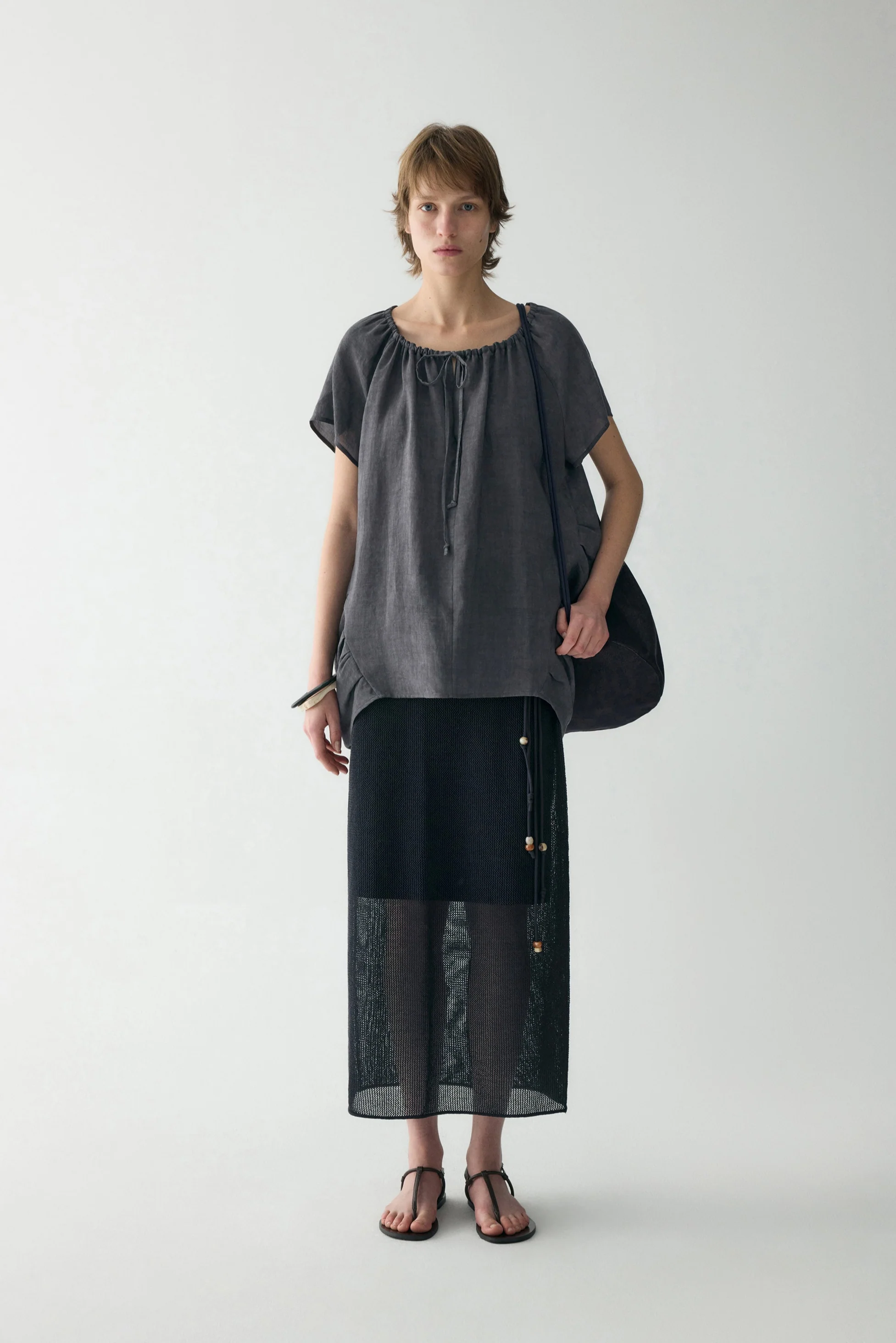 Drawstring Neckline Blouse - Image 16