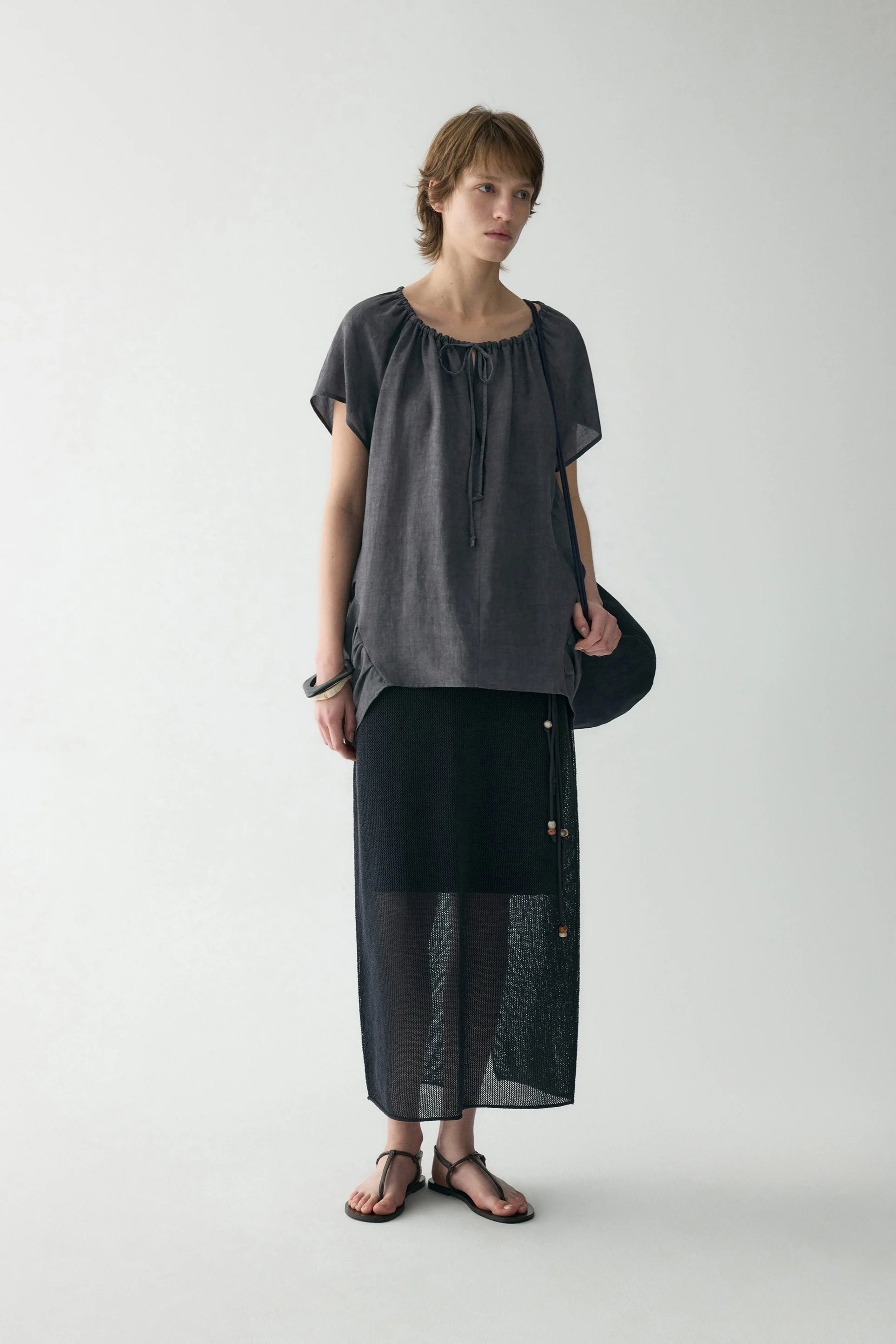 Drawstring Neckline Blouse - Image 17