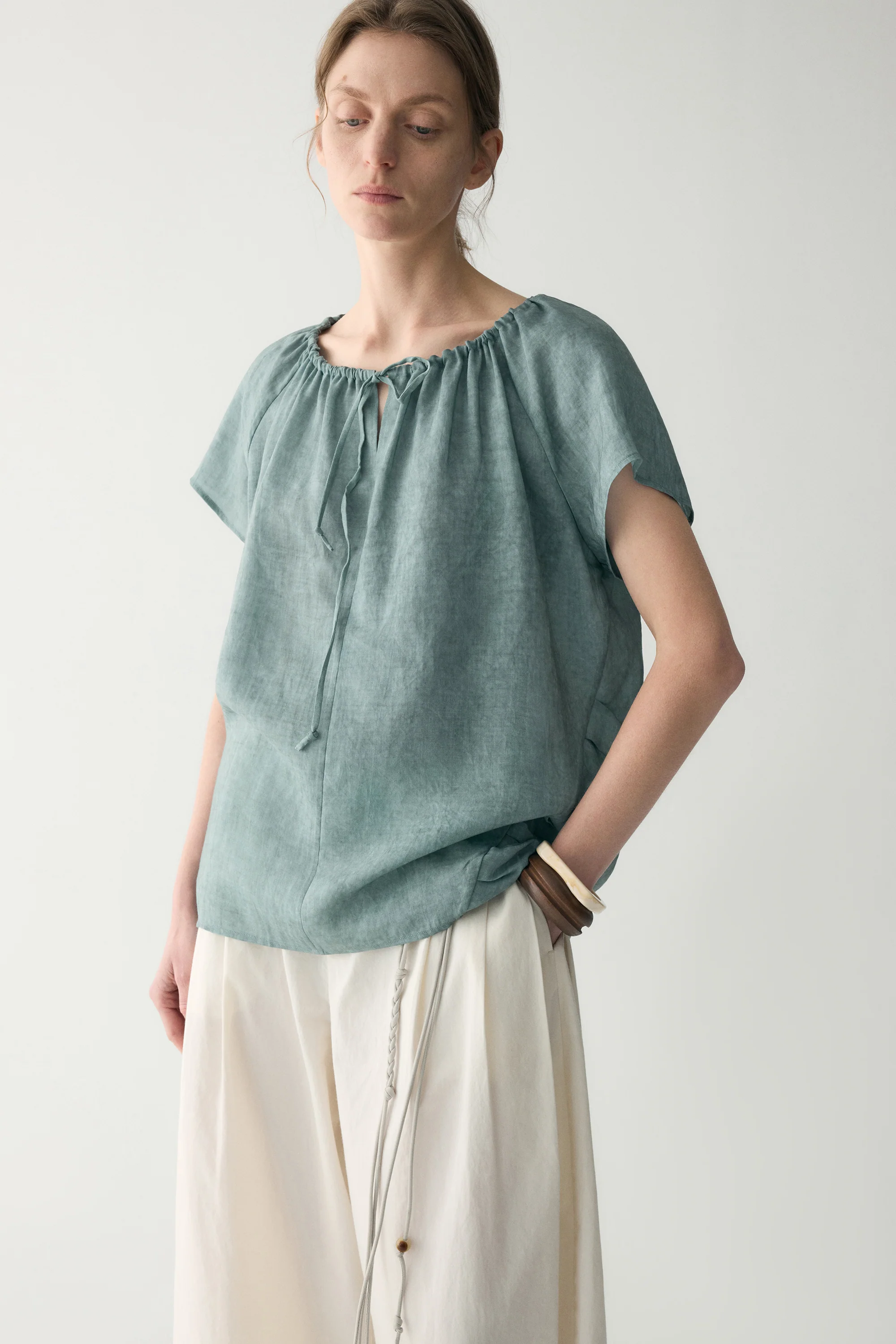 Drawstring Neckline Blouse - Image 7