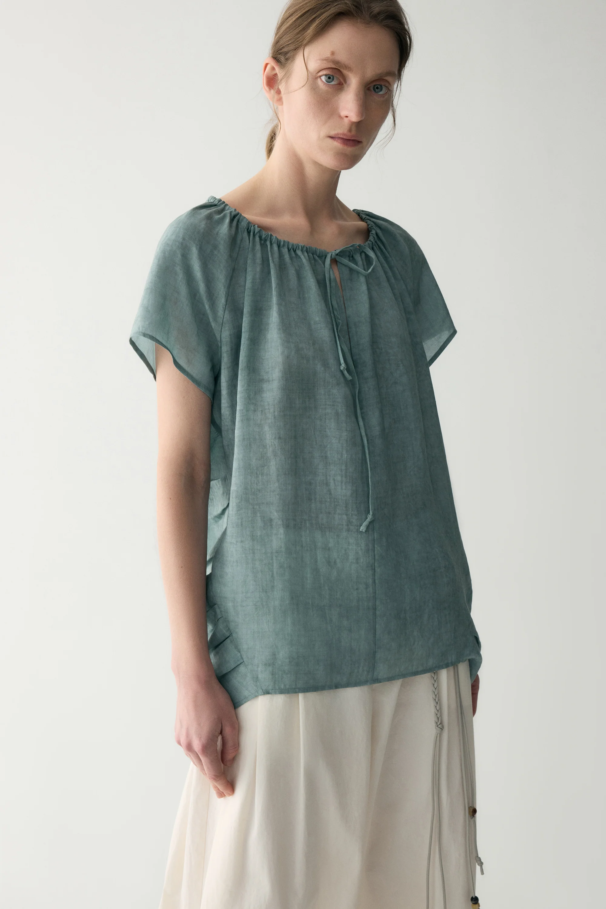 Drawstring Neckline Blouse - Image 8