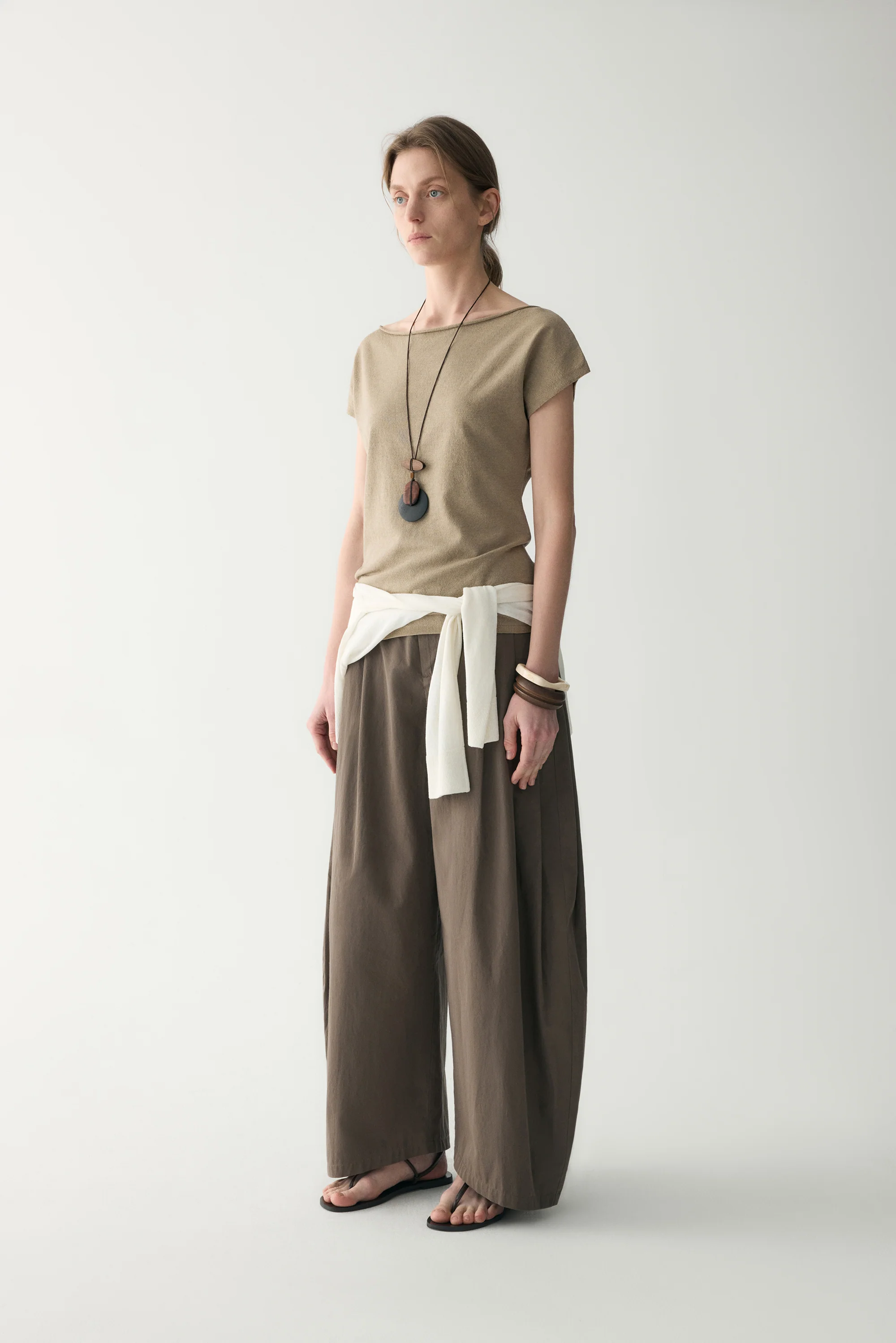 Linen Two-way Collar Pullover - Image 4