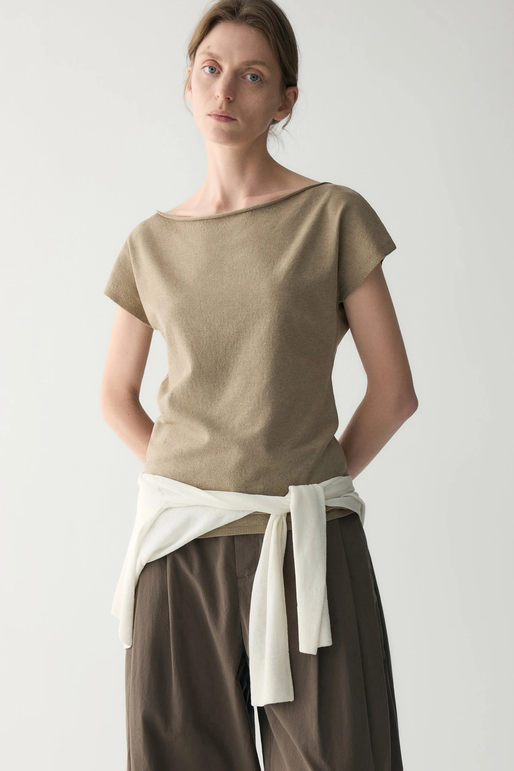 Linen Two-way Collar Pullover - Image 7