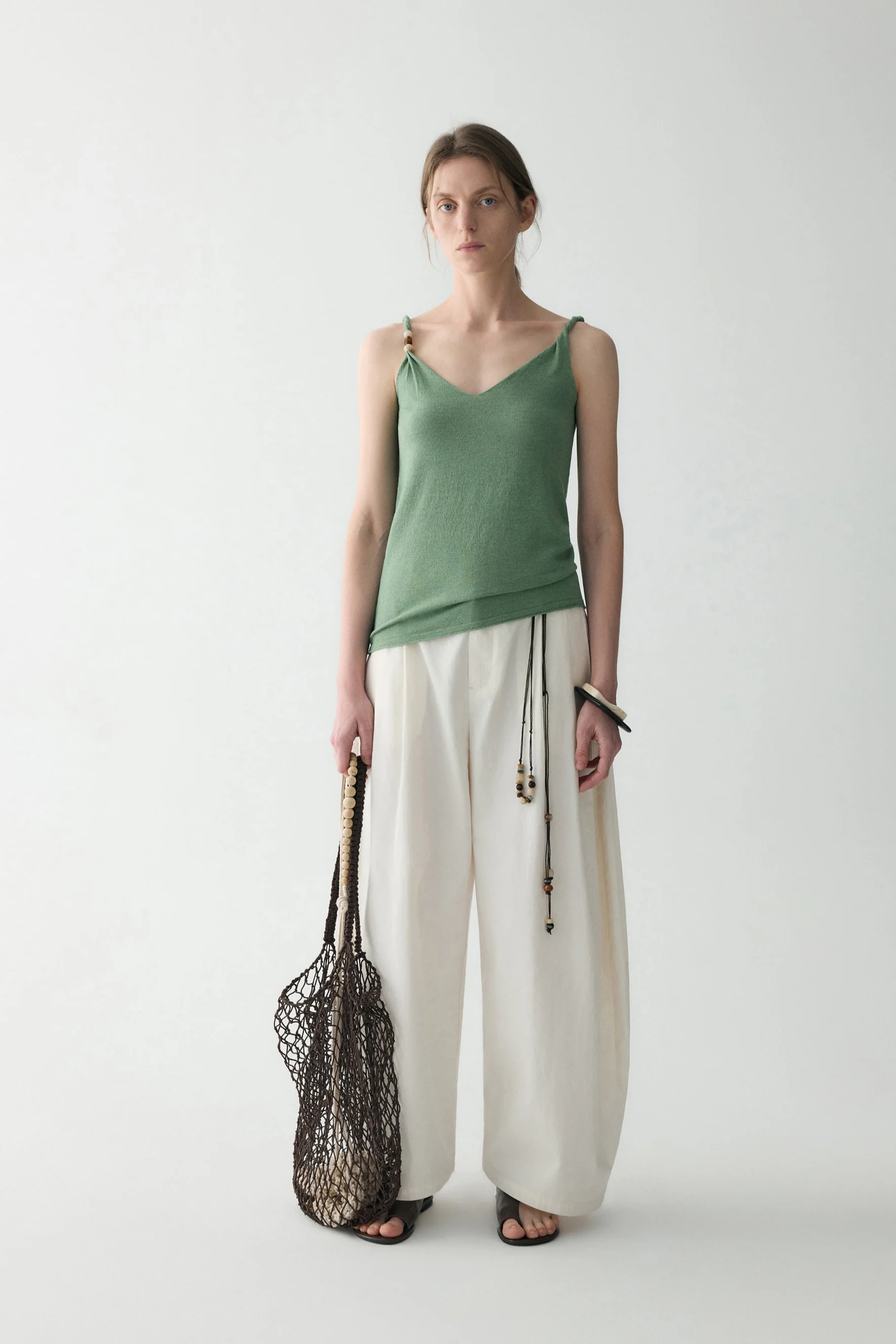 Linen V-neck Knitted Top - Image 15