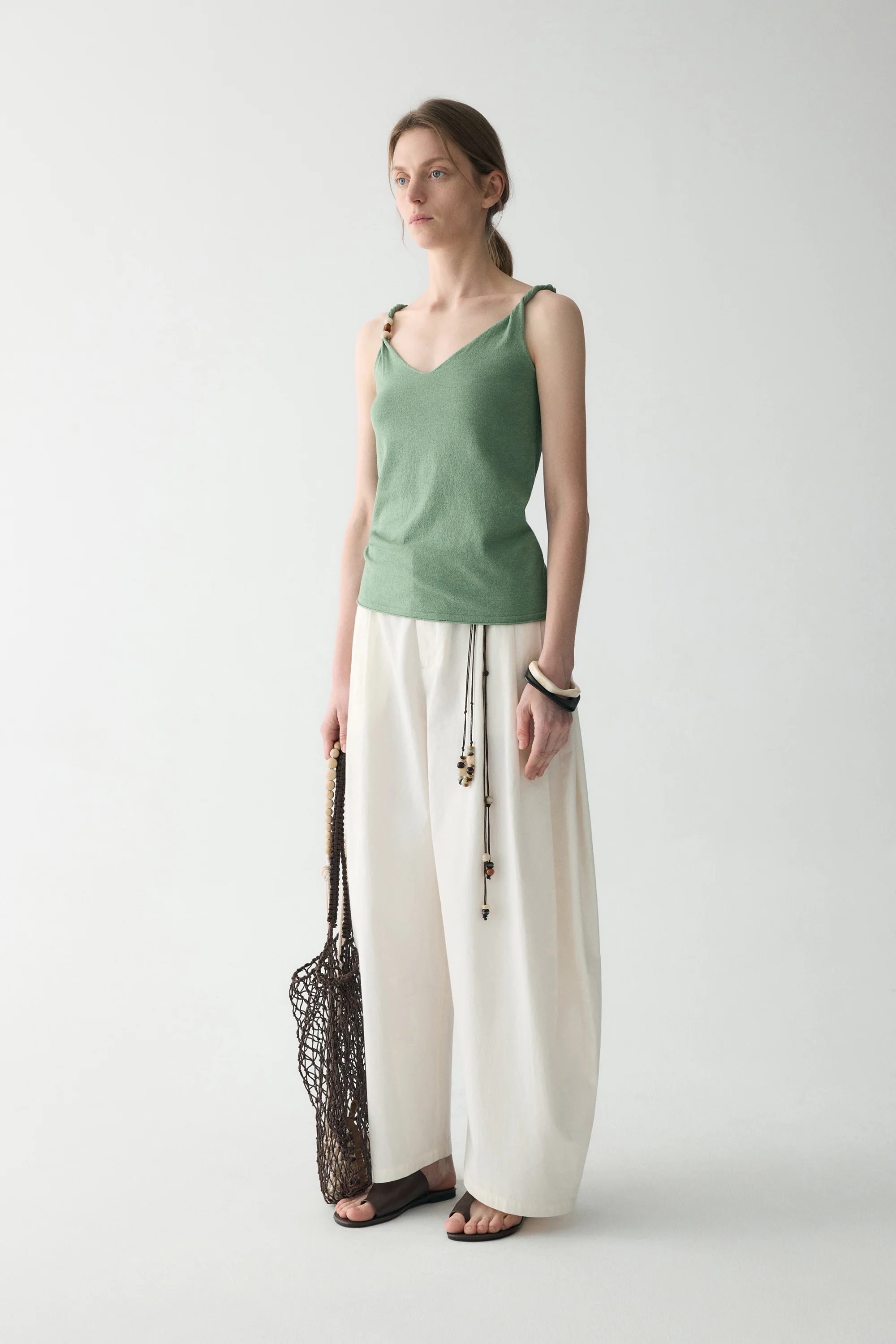 Linen V-neck Knitted Top - Image 16