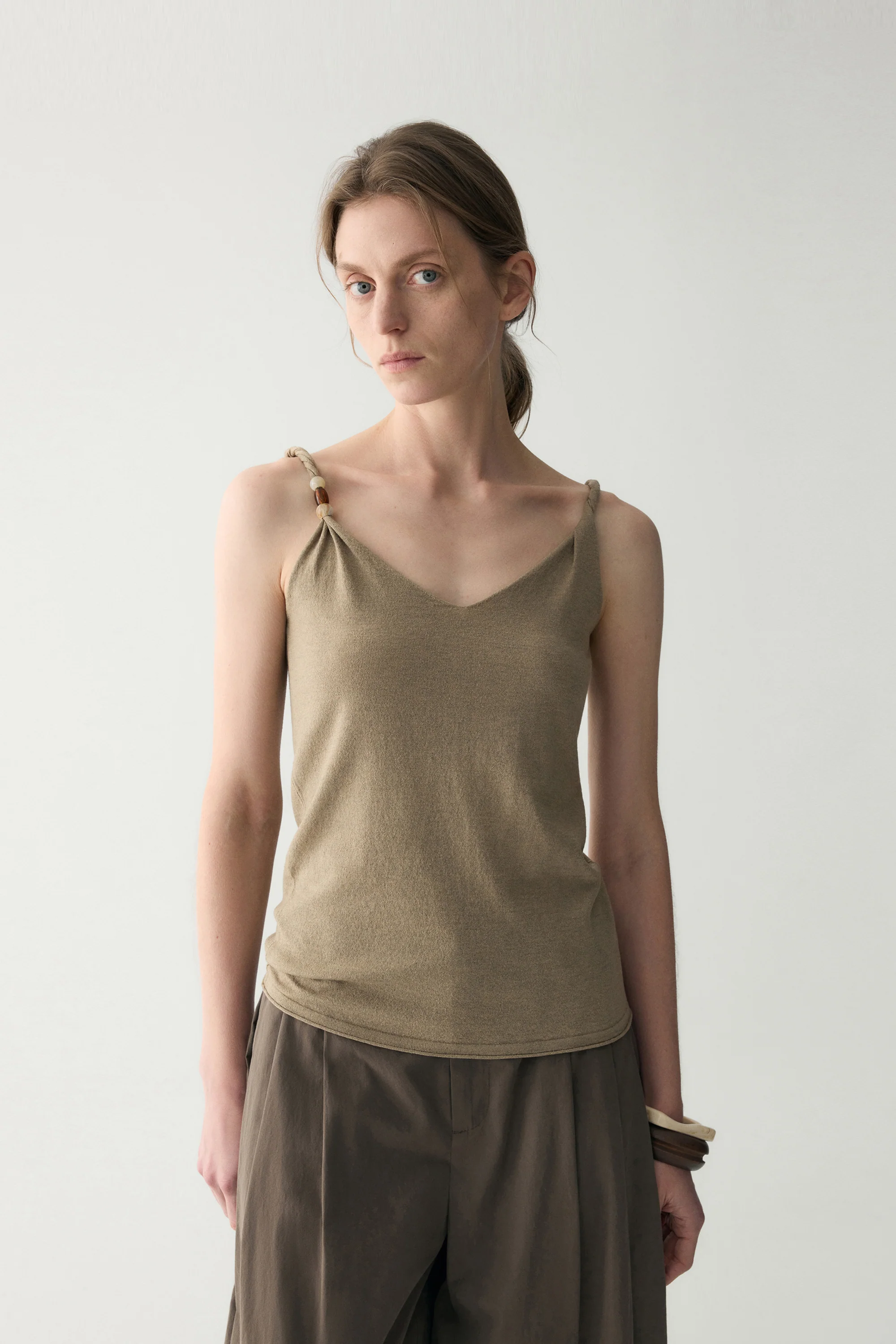 Linen V-neck Knitted Top - Image 3