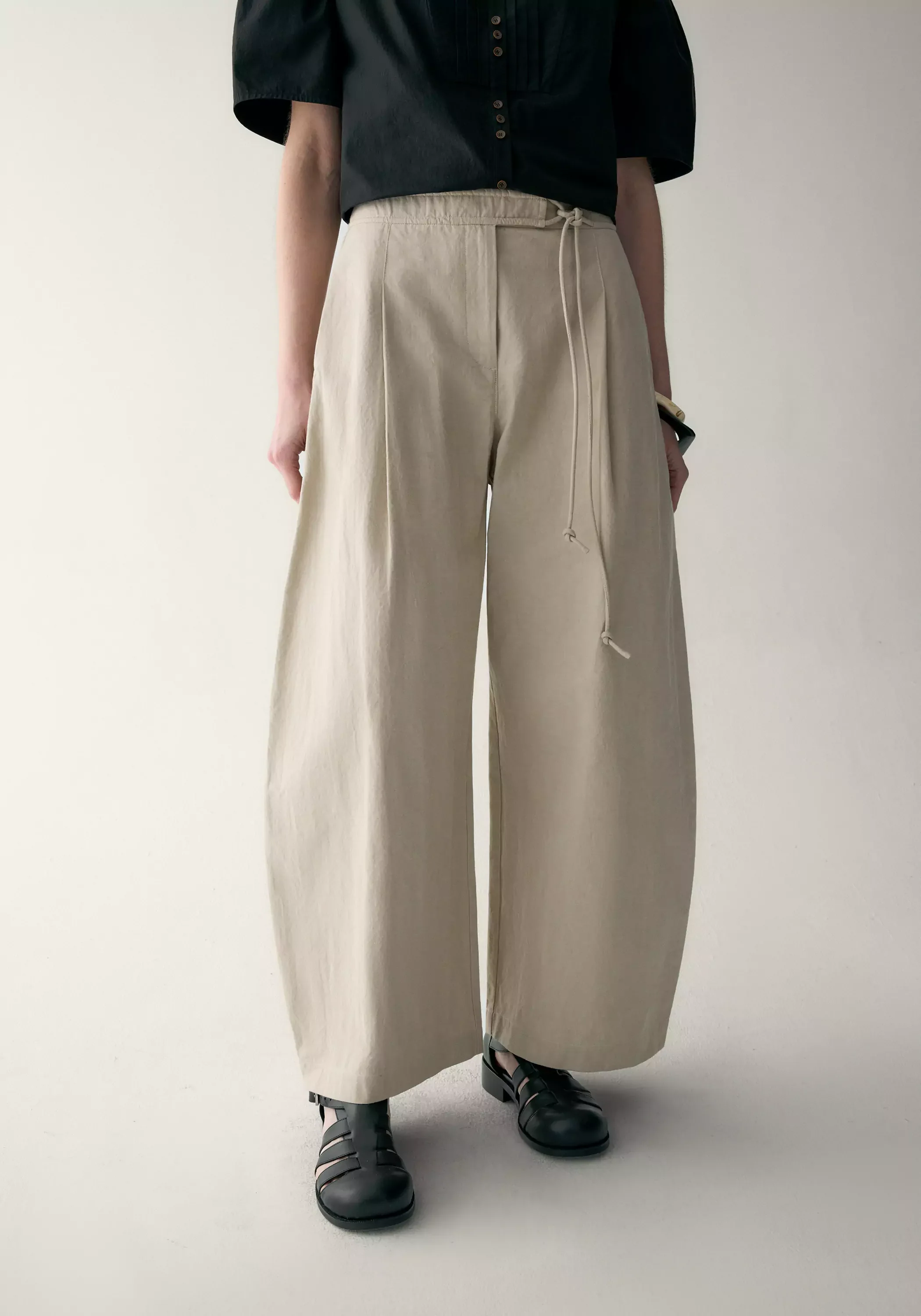 Cotton-linen Belted Pants - Image 22