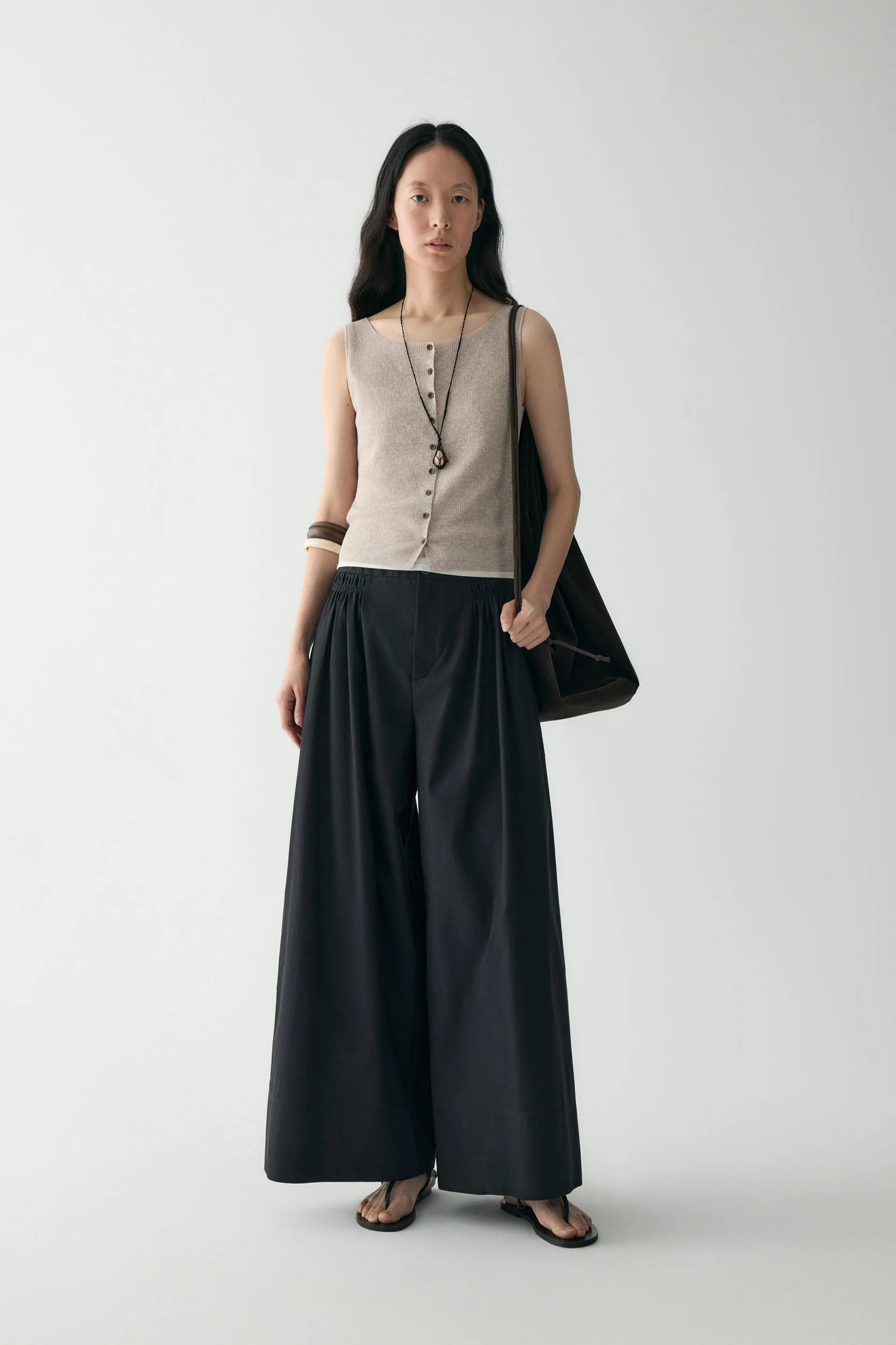 Cotton Pleated Pants