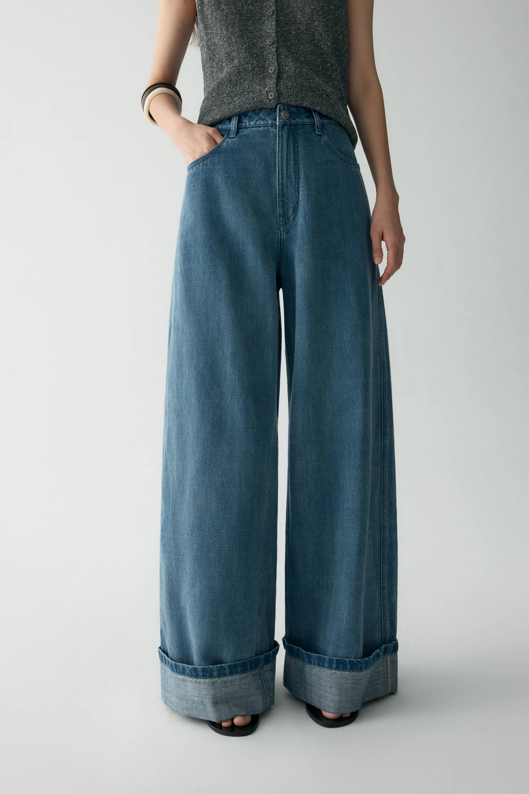 Cotton Turn-up Jeans - Image 6