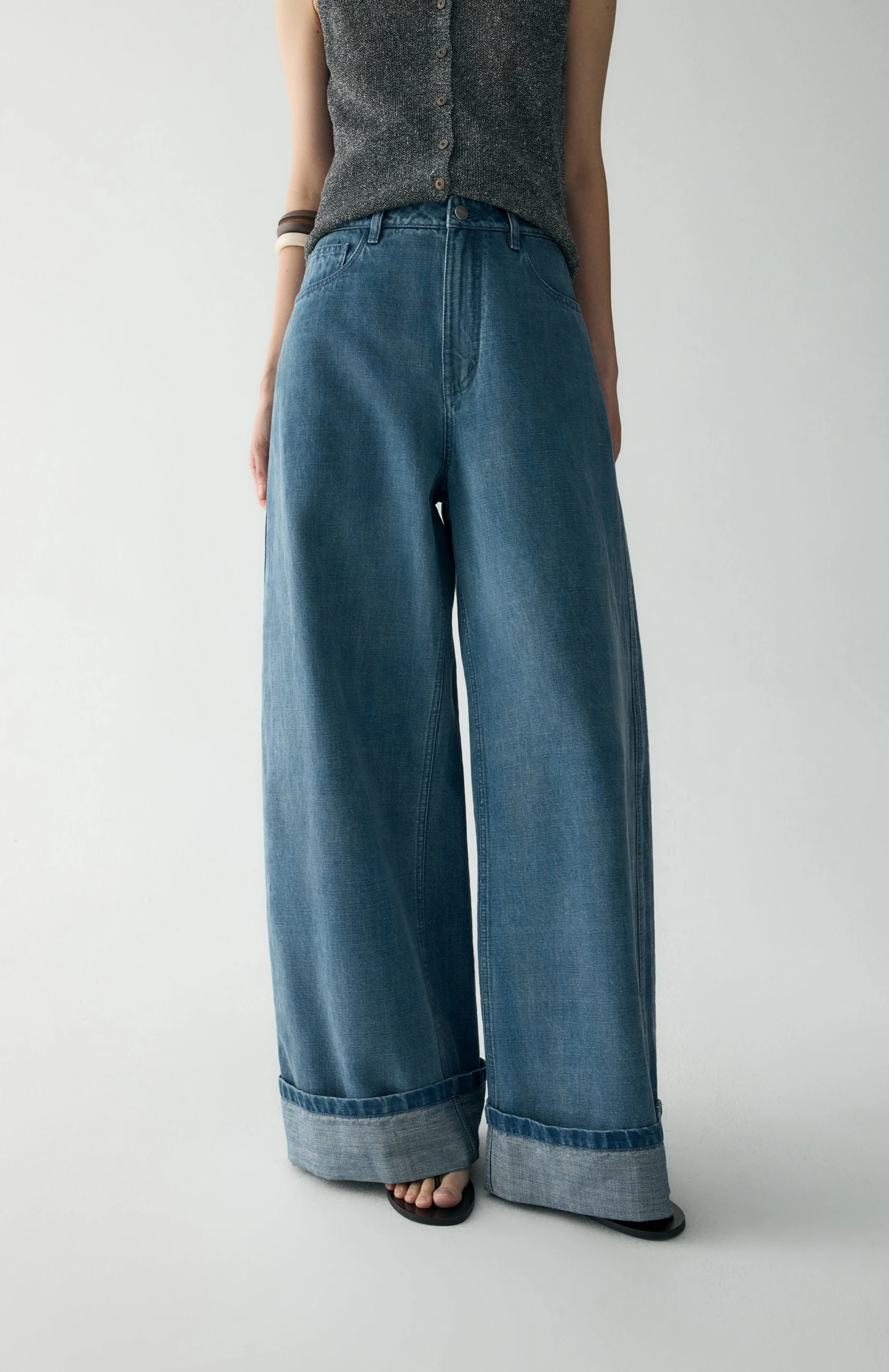 Cotton Turn-up Jeans - Image 7