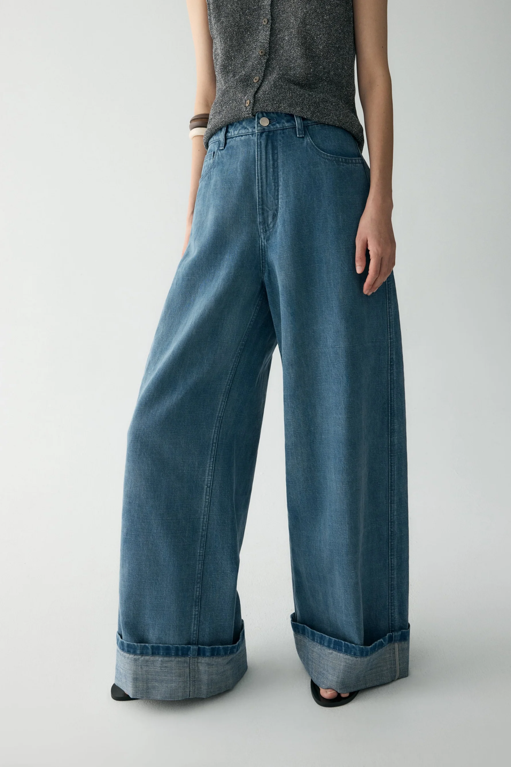 Cotton Turn-up Jeans - Image 9