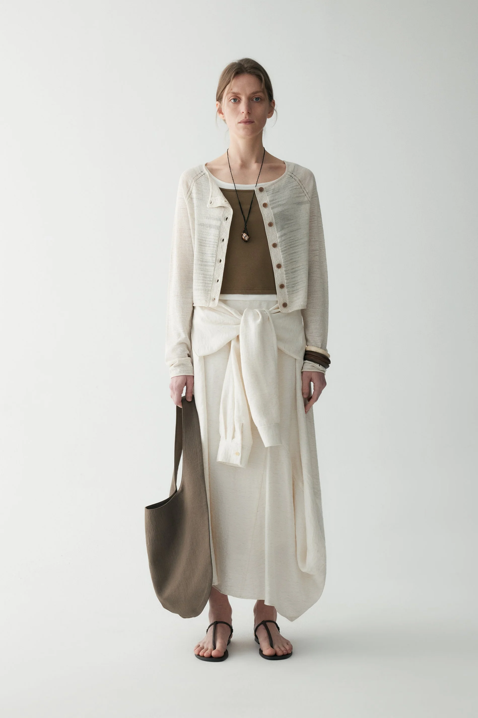 Linen Knotted Waistband Skirt - Image 3