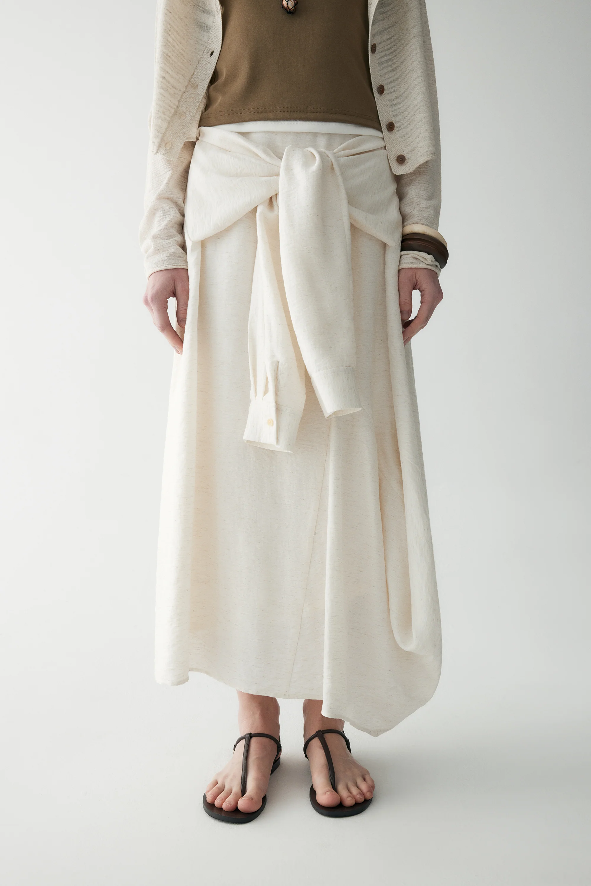 Linen Knotted Waistband Skirt - Image 5