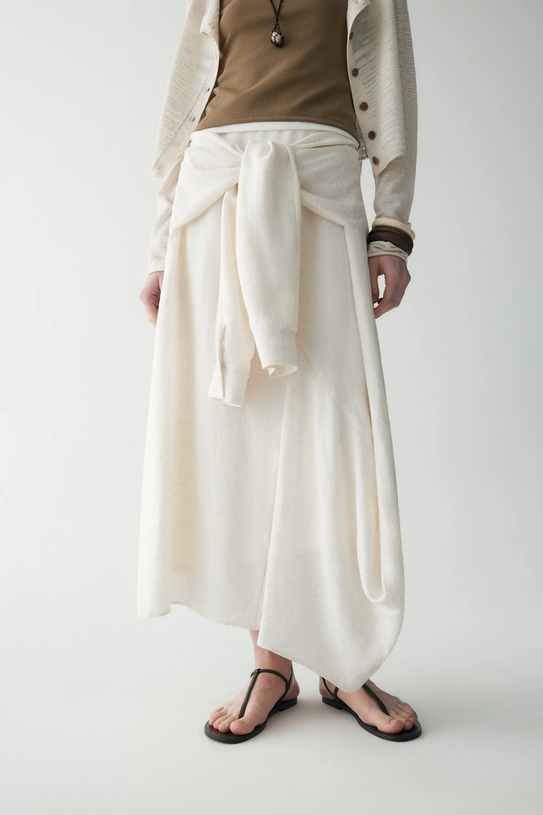Linen Knotted Waistband Skirt - Image 7