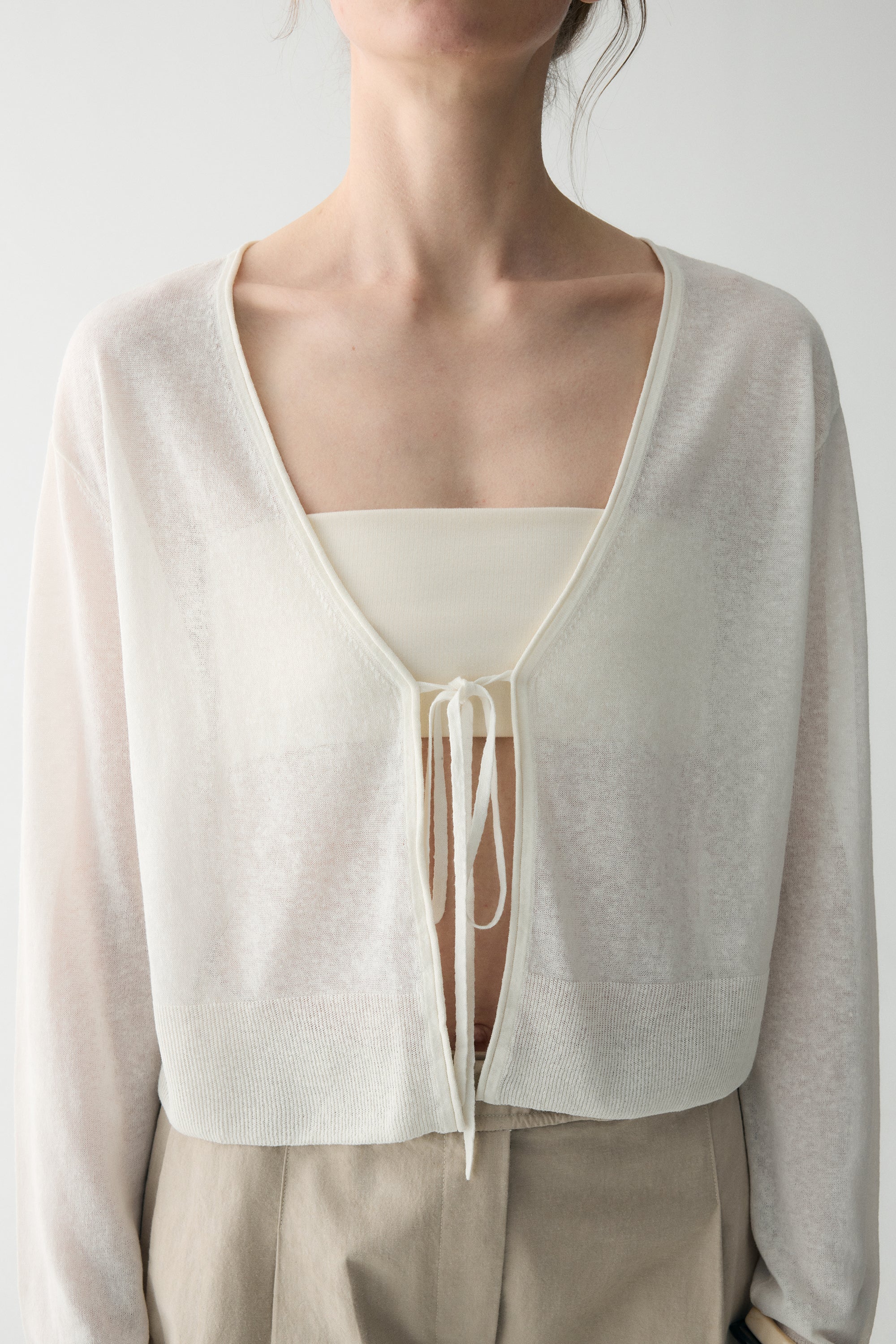 Tie-front Linen Cardigan - Image 11