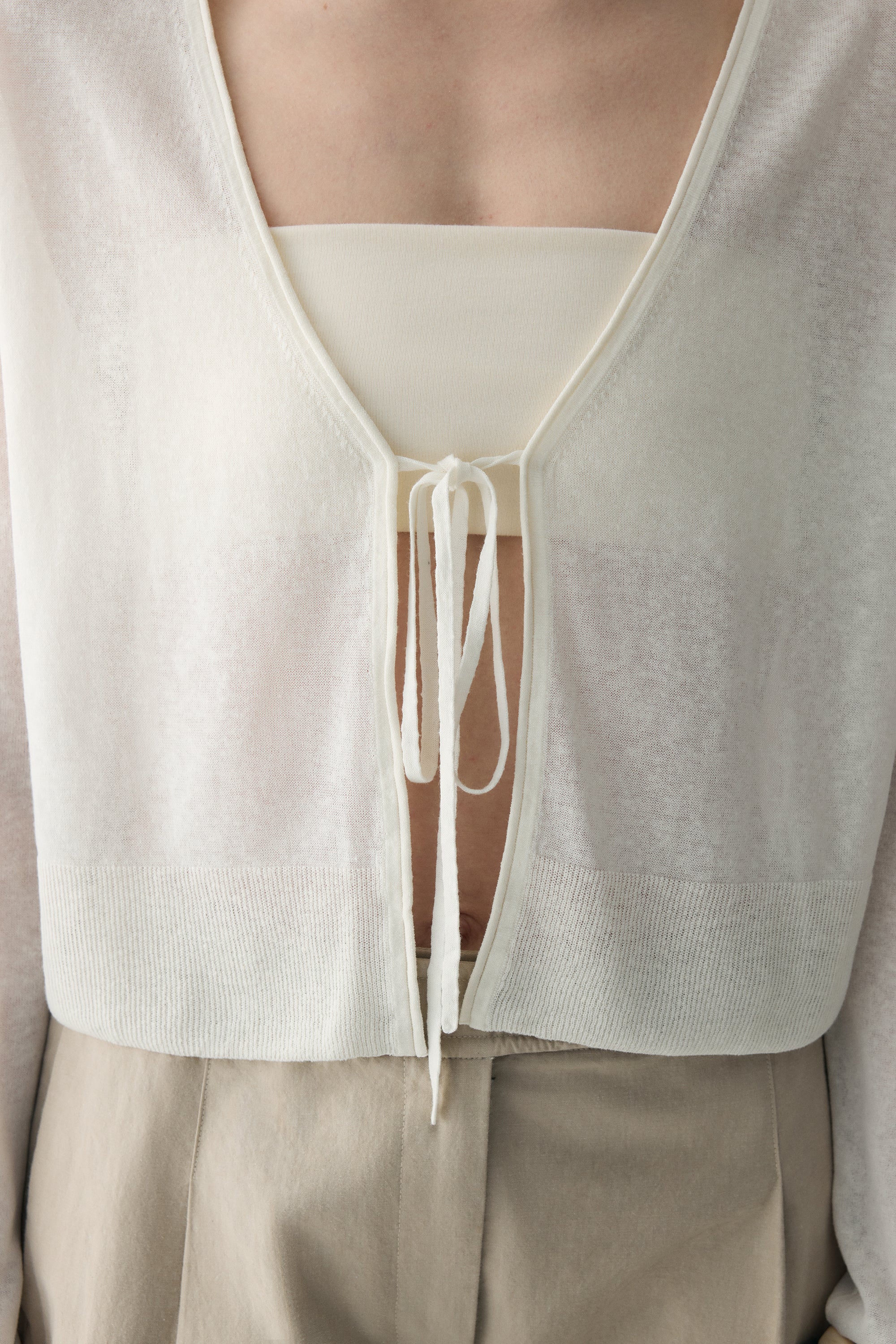 Tie-front Linen Cardigan - Image 12
