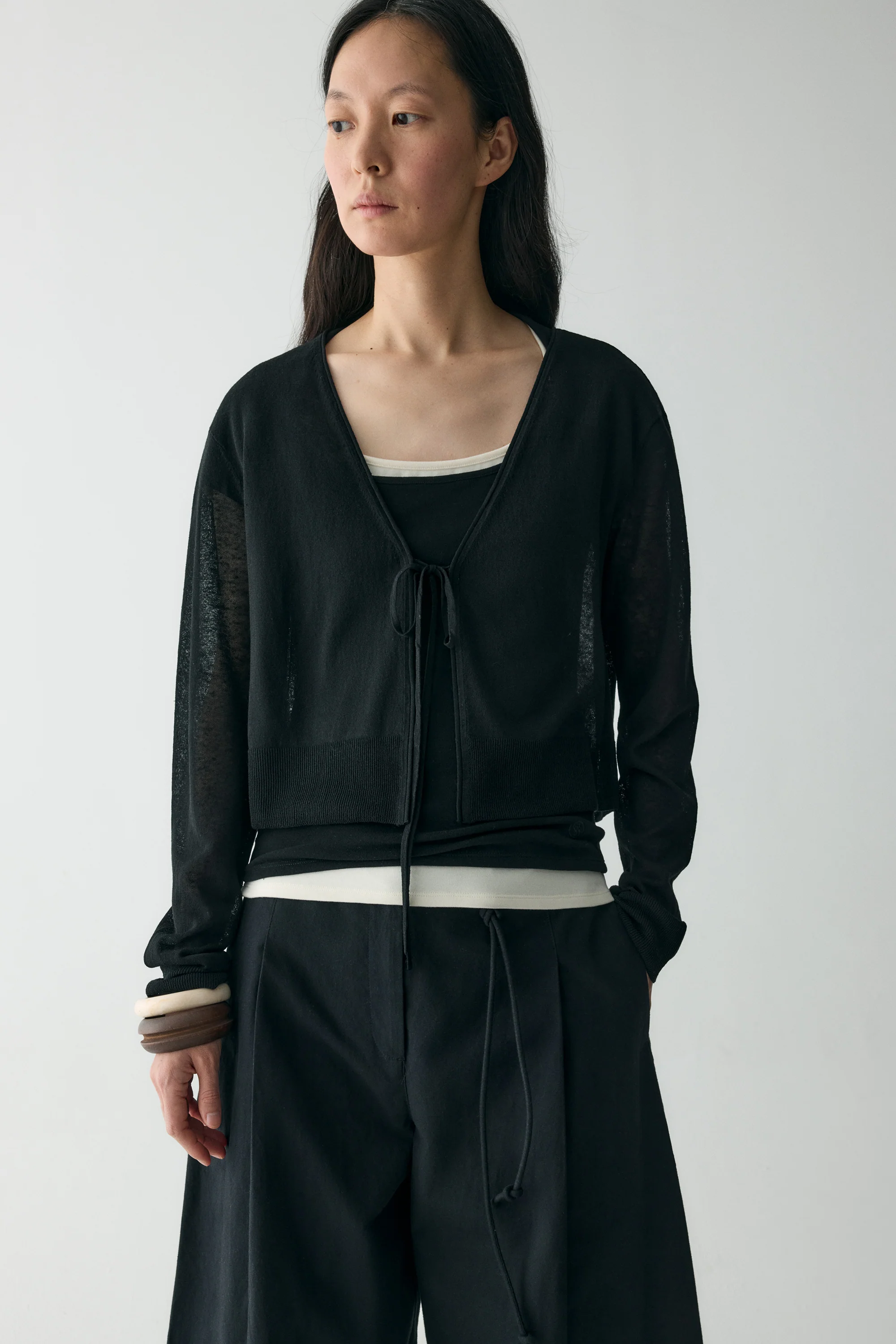 Tie-front Linen Cardigan - Image 18