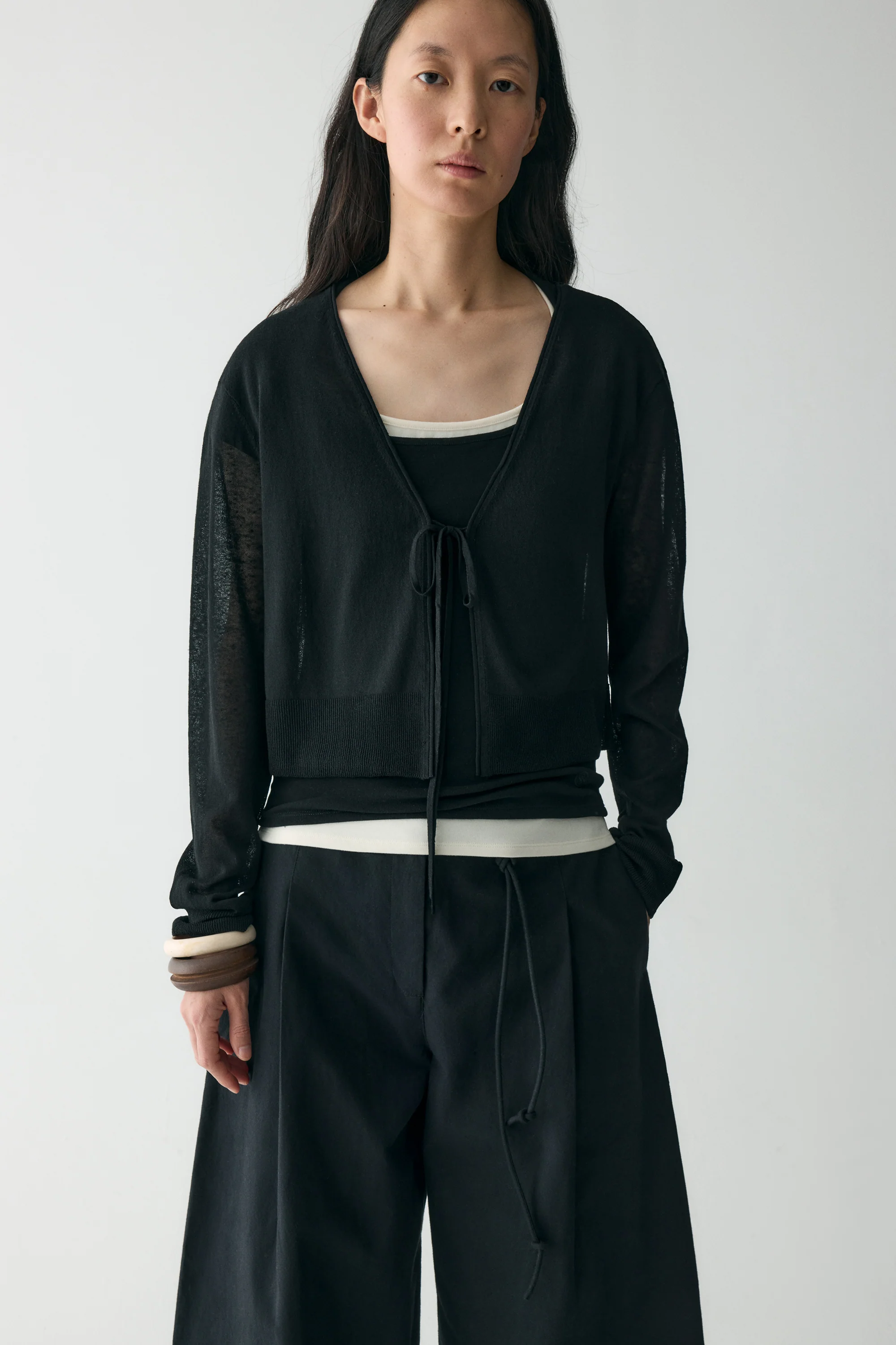 Tie-front Linen Cardigan - Image 19