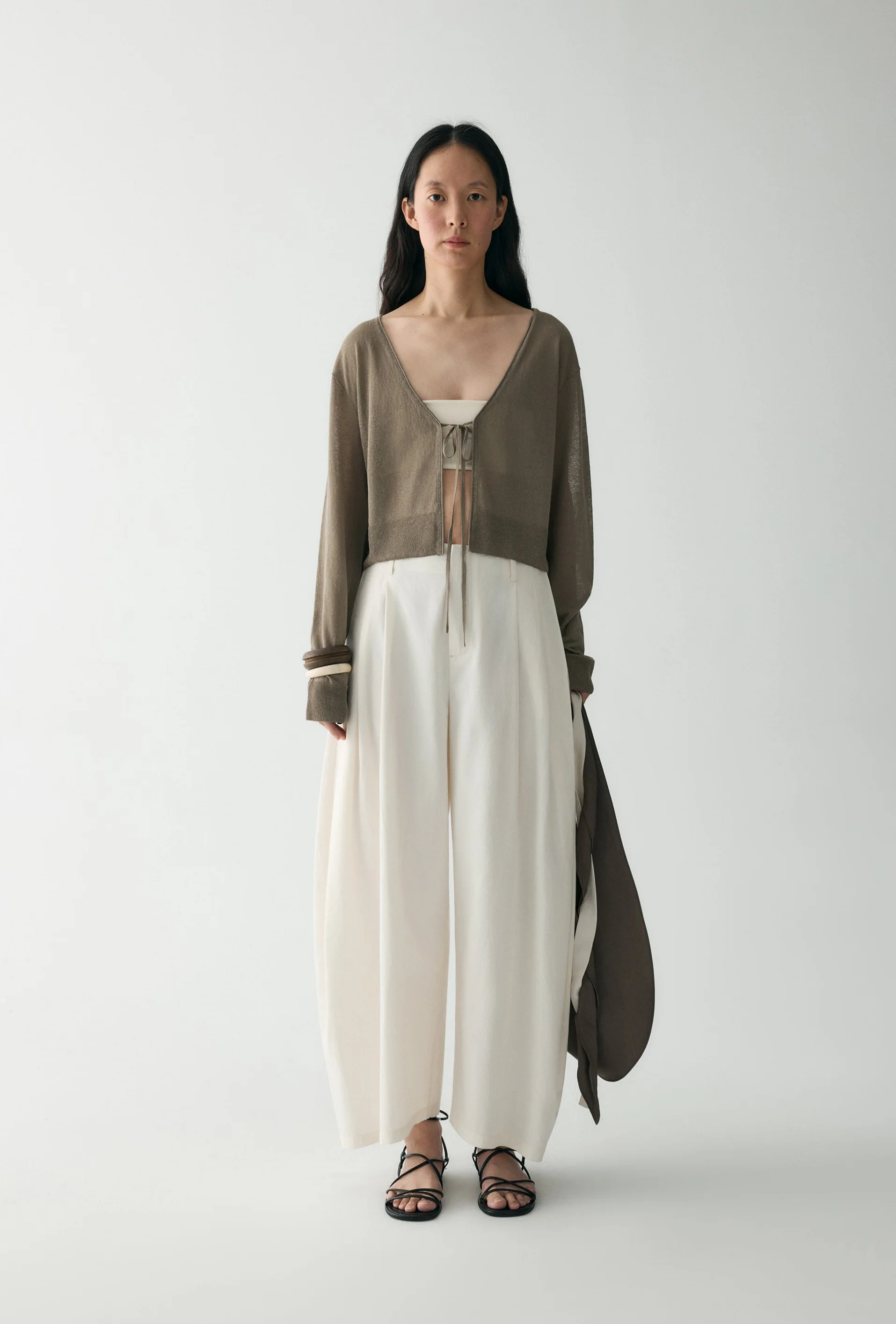Tie-front Linen Cardigan - Image 20